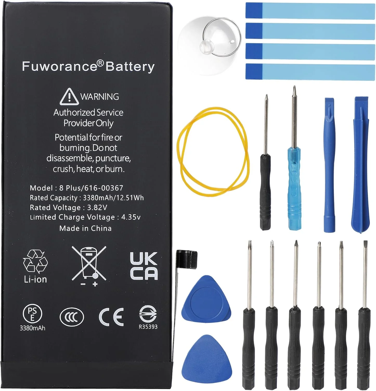 باتری 3380 میلی آمپر ساعت 3.82 ولت 616-00367 سازگار با آیفون 8P 8Plus 8 پلاس A1864, A1897, A1898 باتری گوشی هوشمند با ظرفیت بیشتر و ماندگاری طولانی تر به همراه ابزار تعمیر