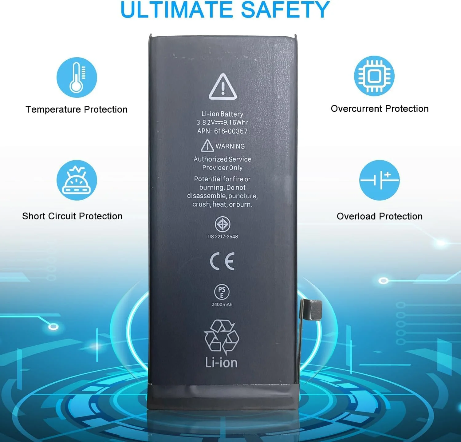 باتری 2400mAh 3.8V 9.12Wh 616-00357 سازگار با مدل های A1905 A1863 A1906 به همراه ابزار نصب