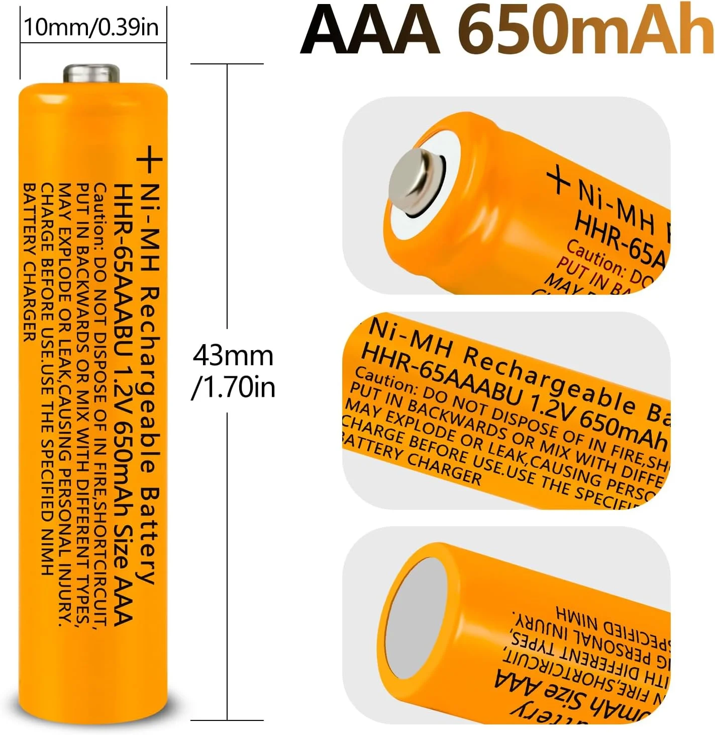 باتری های قابل شارژ نیمه قلمی AAABU Ni-MH 1.2V AAA 650mAh، بسته 4 عددی، مناسب تلفن های بی سیم پاناسونیک، کنترل از راه دور، اسباب بازی های الکترونیکی باتری های قابل شارژ نیمه قلمی AAABU Ni-MH 1.2V AAA 650mAh، بسته 4 عددی، مناسب تلفن های بی سیم پاناسونیک، کنترل از راه دور، اسباب بازی های الکترونیکی