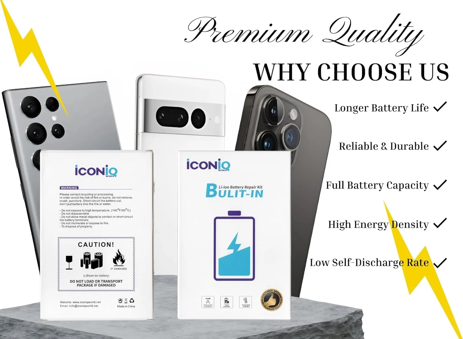 کیت تعویض باتری پریمیوم ICONIQ World برای سامسونگ S9 پلاس، S9+ EB-BG965ABE/A 3500mAh، شامل باتری، ابزار و برچسب چسب