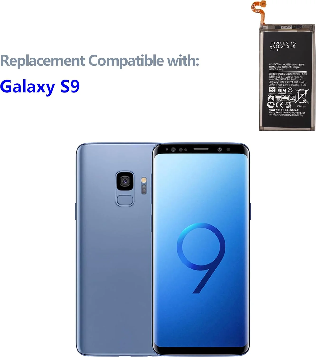 باتری قابل شارژ جدید EB-BG960ABE سازگار با گلکسی S9 مدلهای SM-G960, SM-G960A, SM-G960T, SM-G960P, SM-G960V, SM-G960R4, SM-G960F, SM-G960U به همراه ابزار باتری قابل شارژ جدید EB-BG960ABE سازگار با گلکسی S9 مدلهای SM-G960, SM-G960A, SM-G960T, SM-G960P, SM-G960V, SM-G960R4, SM-G960F, SM-G960U به همراه ابزار