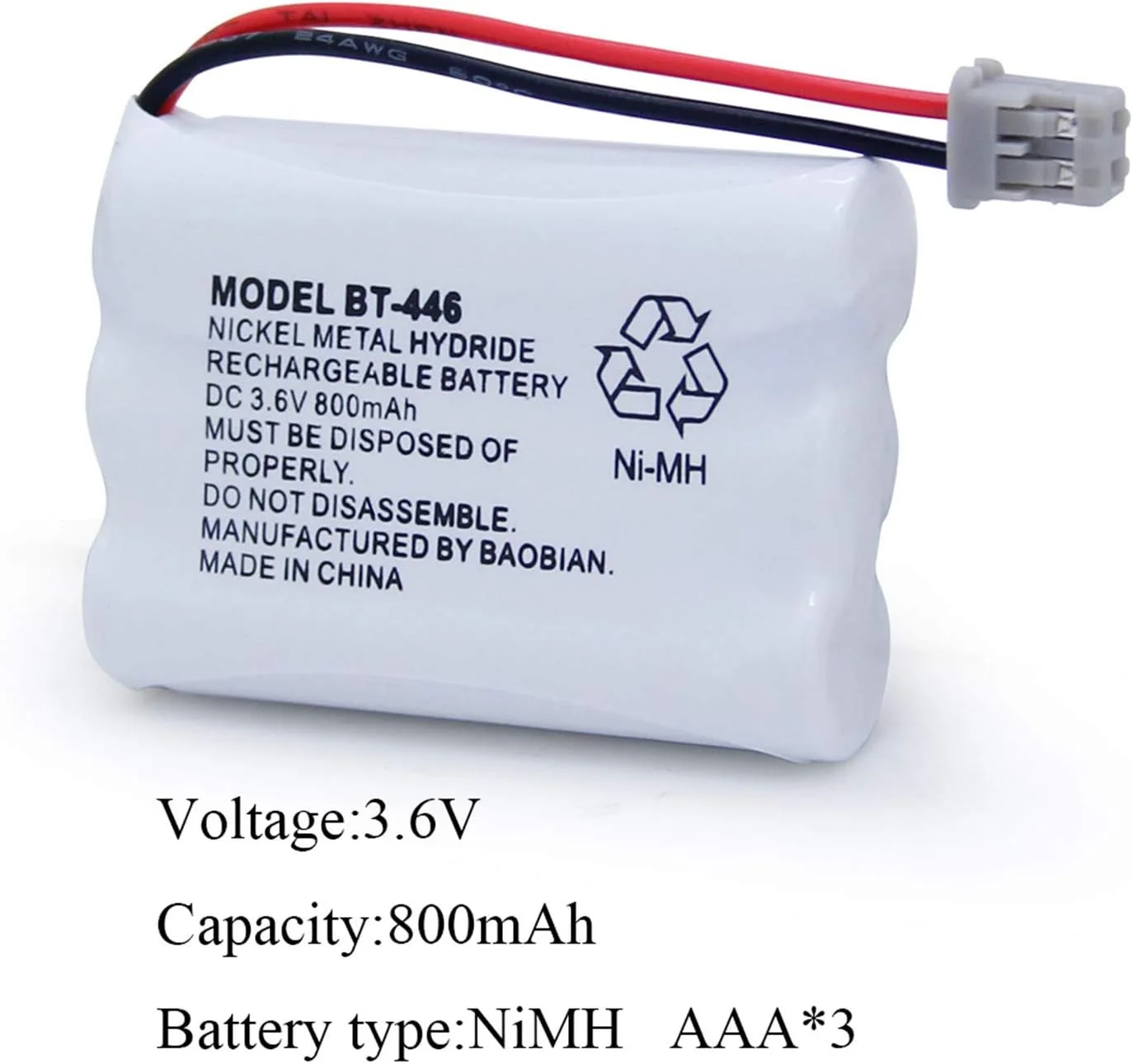 باتری جایگزین DENDAWEN BAOBIAN BT-446 BT446 BT-1005 برای تلفن بی سیم Uniden BBTY0503001 BT-1004 GE-TL26402 BT-504 CPH-488B گوشی تلفن قابل شارژ 3.6 ولت 800 میلی آمپر ساعت باتری جایگزین DENDAWEN BAOBIAN BT-446 BT446 BT-1005 برای تلفن بی سیم Uniden BBTY0503001 BT-1004 GE-TL26402 BT-504 CPH-488B گوشی تلفن قابل شارژ 3.6 ولت 800 میلی آمپر ساعت