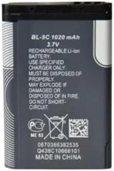 باتری جایگزین BL-5C سازگار با C1، 7600، N70، 1100، 1600، 2300، 6230 باتری جایگزین BL-5C سازگار با C1، 7600، N70، 1100، 1600، 2300، 6230