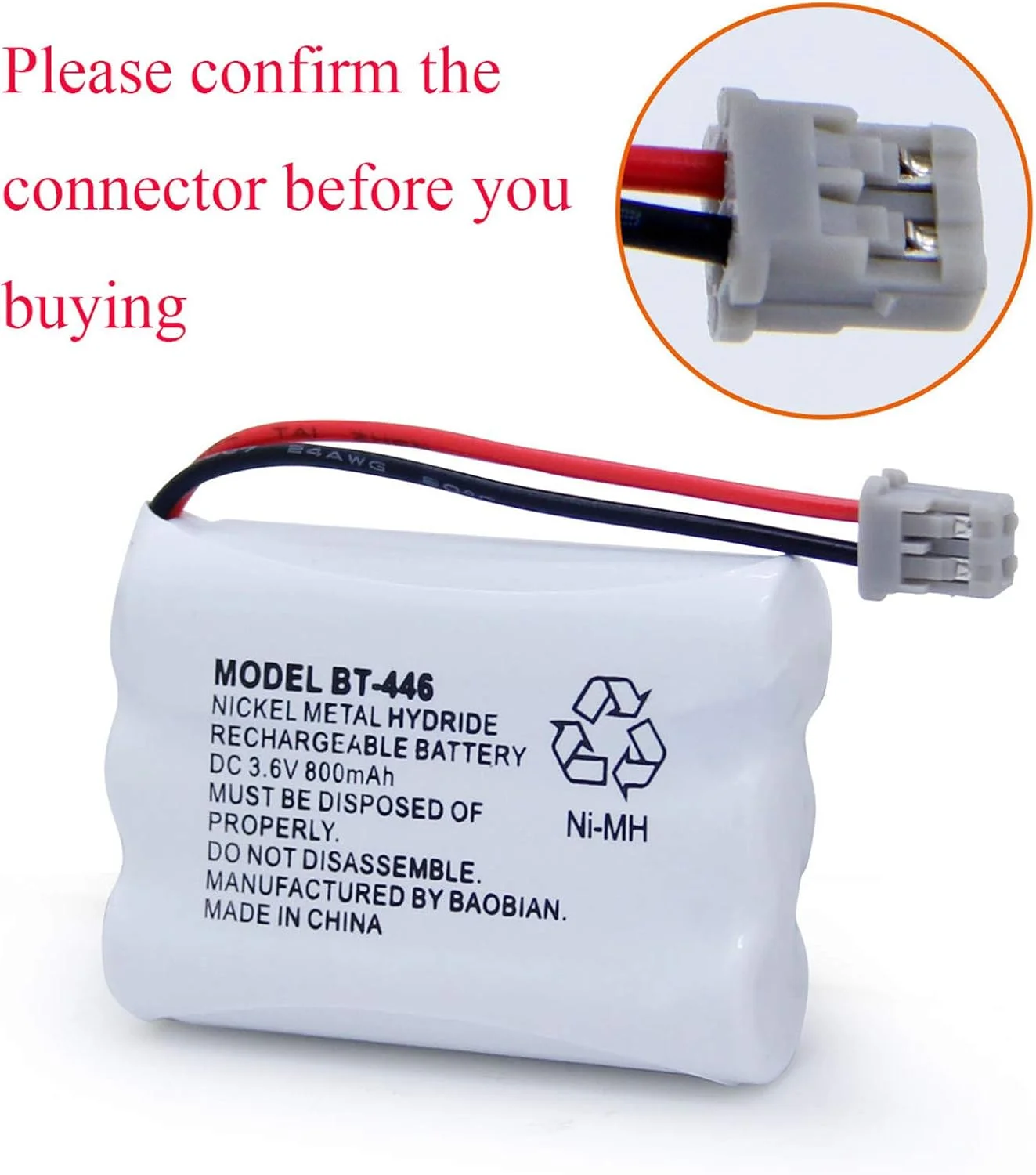 باتری جایگزین DENDAWEN BAOBIAN BT-446 BT446 BT-1005 برای تلفن بی سیم Uniden BBTY0503001 BT-1004 GE-TL26402 BT-504 CPH-488B گوشی تلفن قابل شارژ 3.6 ولت 800 میلی آمپر ساعت باتری جایگزین DENDAWEN BAOBIAN BT-446 BT446 BT-1005 برای تلفن بی سیم Uniden BBTY0503001 BT-1004 GE-TL26402 BT-504 CPH-488B گوشی تلفن قابل شارژ 3.6 ولت 800 میلی آمپر ساعت