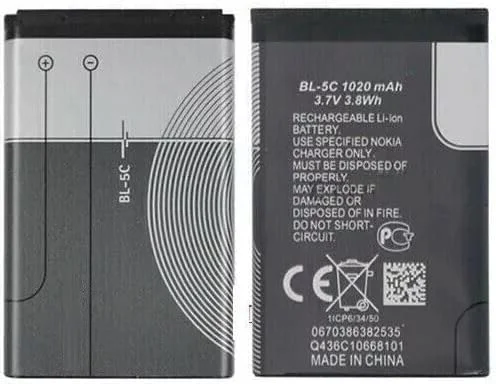 باتری جایگزین BL-5C سازگار با C1، 7600، N70، 1100، 1600، 2300، 6230 باتری جایگزین BL-5C سازگار با C1، 7600، N70، 1100، 1600، 2300، 6230