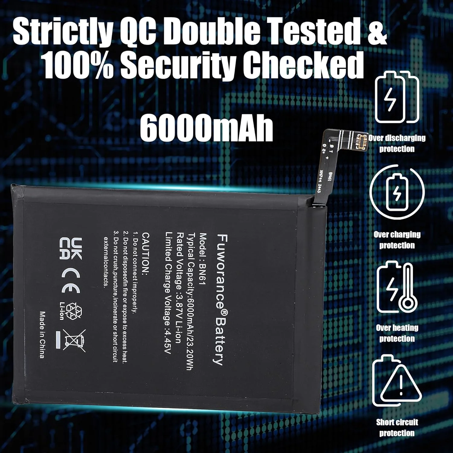 باتری جایگزین Fuworance BN61 با ظرفیت 6000mAh و ولتاژ 3.87V سازگار با گوشی موبایل شیائومی Poco X3 مدل های MZB07Z0IN MZB07Z1IN MZB07Z2IN MZB07Z3IN MZB07Z4IN MZB9965IN M2007J20CI باتری لیتیوم یونی باتری جایگزین Fuworance BN61 با ظرفیت 6000mAh و ولتاژ 3.87V سازگار با گوشی موبایل شیائومی Poco X3 مدل های MZB07Z0IN MZB07Z1IN MZB07Z2IN MZB07Z3IN MZB07Z4IN MZB9965IN M2007J20CI باتری لیتیوم یونی