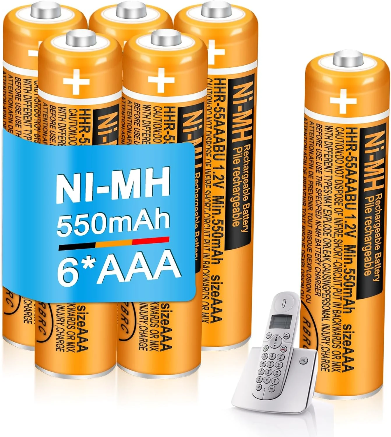 بسته 6 عددی باتری قابل شارژ نیم قلمی 550mAh 1.2V NI-MH مدل HHR-55AAABU برای گوشی های پاناسونیک، جایگزین باتری برای تلفن های بی سیم BT گیگاست، مناسب برای استفاده روزمره در خانه و محل کار بسته 6 عددی باتری قابل شارژ نیم قلمی 550mAh 1.2V NI-MH مدل HHR-55AAABU برای گوشی های پاناسونیک، جایگزین باتری برای تلفن های بی سیم BT گیگاست، مناسب برای استفاده روزمره در خانه و محل کار