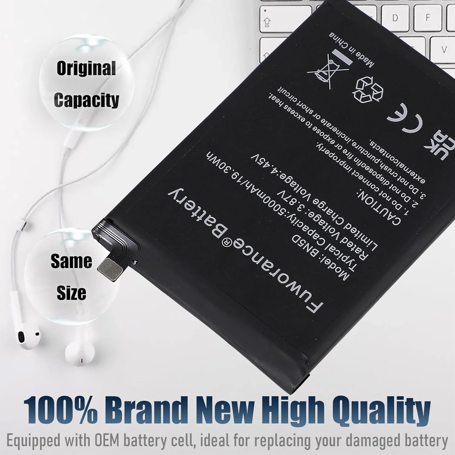 باتری جایگزین 5000mAh 3.87V BN5D سازگار با گوشی موبایل شیائومی Redmi Note 11/Note 11S/Poco M4 Pro 4G، باتری لیتیوم یونی قابل شارژ، ظرفیت بالا + کیف ابزار باتری جایگزین 5000mAh 3.87V BN5D سازگار با گوشی موبایل شیائومی Redmi Note 11/Note 11S/Poco M4 Pro 4G، باتری لیتیوم یونی قابل شارژ، ظرفیت بالا + کیف ابزار