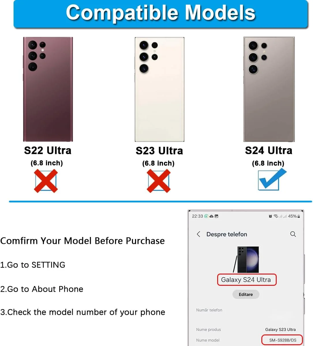 درب پشتی شیشه ای جایگزین برای گوشی سامسونگ گلکسی S24 Ultra سایز 6.8 اینچ مدل SM-S928B همراه با چسب از پیش نصب شده (خاکستری)