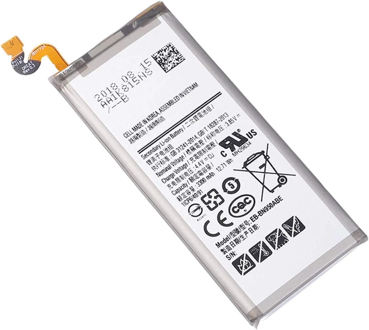 باتری EB-BN950ABE (12.71V 3300mAh) سازگار با گوشی سامسونگ گلکسی نوت 8 N950 SM-N950 N950T N950A N950P N950V N950R4 به همراه ابزار باتری EB-BN950ABE (12.71V 3300mAh) سازگار با گوشی سامسونگ گلکسی نوت 8 N950 SM-N950 N950T N950A N950P N950V N950R4 به همراه ابزار