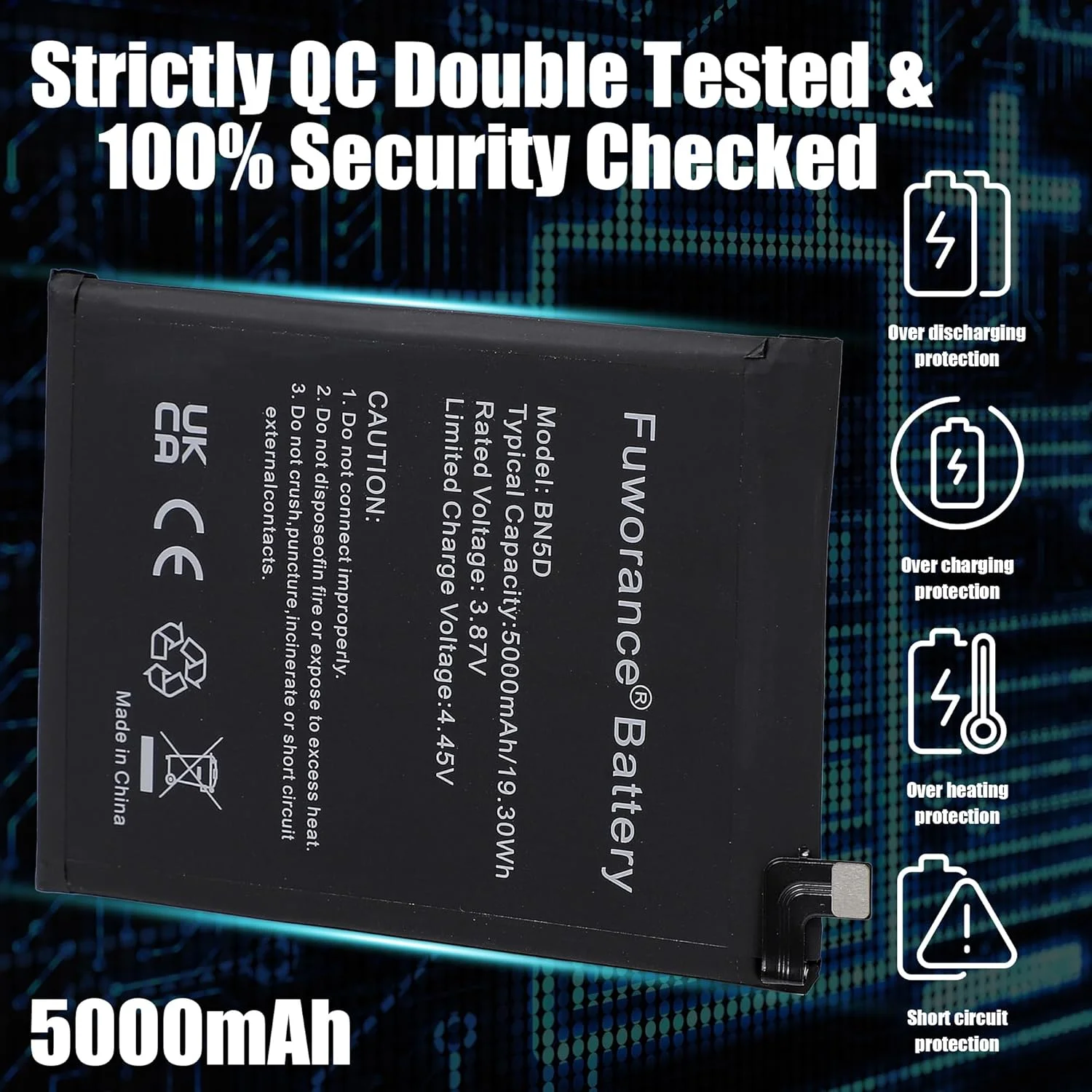 باتری جایگزین 5000mAh 3.87V BN5D سازگار با گوشی موبایل شیائومی Redmi Note 11/Note 11S/Poco M4 Pro 4G، باتری لیتیوم یونی قابل شارژ، ظرفیت بالا + کیف ابزار باتری جایگزین 5000mAh 3.87V BN5D سازگار با گوشی موبایل شیائومی Redmi Note 11/Note 11S/Poco M4 Pro 4G، باتری لیتیوم یونی قابل شارژ، ظرفیت بالا + کیف ابزار