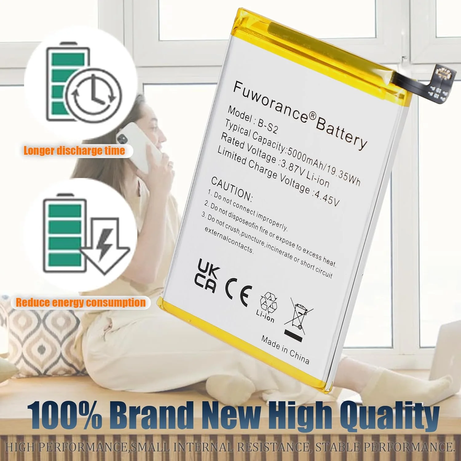 باتری جایگزین Fuworance 5000mAh 3.87V B-S2 سازگار با گوشی موبایل هوشمند Vivo Y33S V2109 به همراه کیت ابزار باتری جایگزین Fuworance 5000mAh 3.87V B-S2 سازگار با گوشی موبایل هوشمند Vivo Y33S V2109 به همراه کیت ابزار