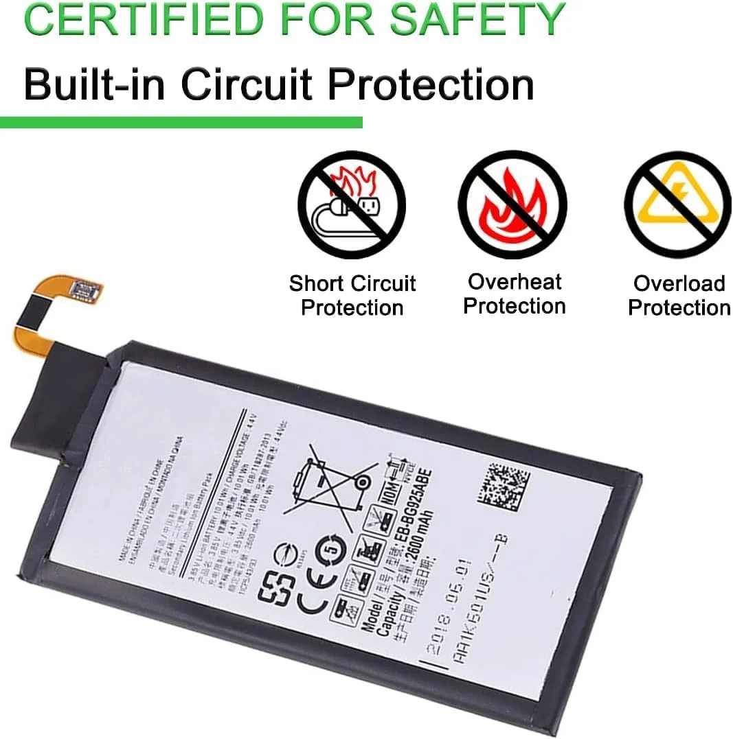 باتری 4.4 ولت 2600 میلی آمپر ساعت EB-BG925ABE سازگار با Samsung GALAXY S6 Edge G9250 G925F G925FQ G925S S6Edge G925A G925V به همراه ابزار باتری 4.4 ولت 2600 میلی آمپر ساعت EB-BG925ABE سازگار با Samsung GALAXY S6 Edge G9250 G925F G925FQ G925S S6Edge G925A G925V به همراه ابزار