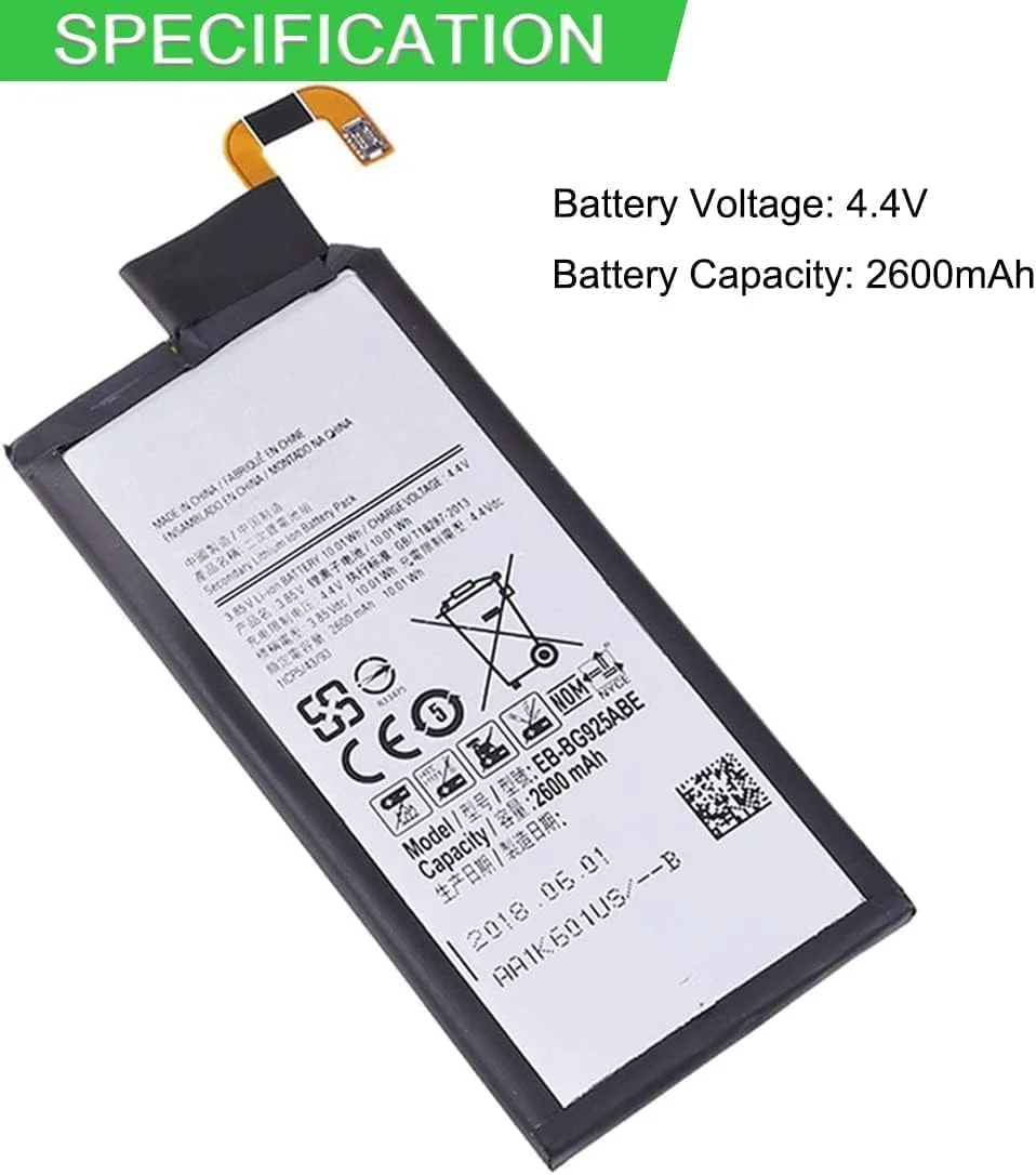 باتری 4.4 ولت 2600 میلی آمپر EB-BG925ABE سازگار با گوشی سامسونگ گلکسی S6 Edge G9250 G925F G925FQ G925S S6Edge G925A G925V به همراه ابزار باتری 4.4 ولت 2600 میلی آمپر EB-BG925ABE سازگار با گوشی سامسونگ گلکسی S6 Edge G9250 G925F G925FQ G925S S6Edge G925A G925V به همراه ابزار