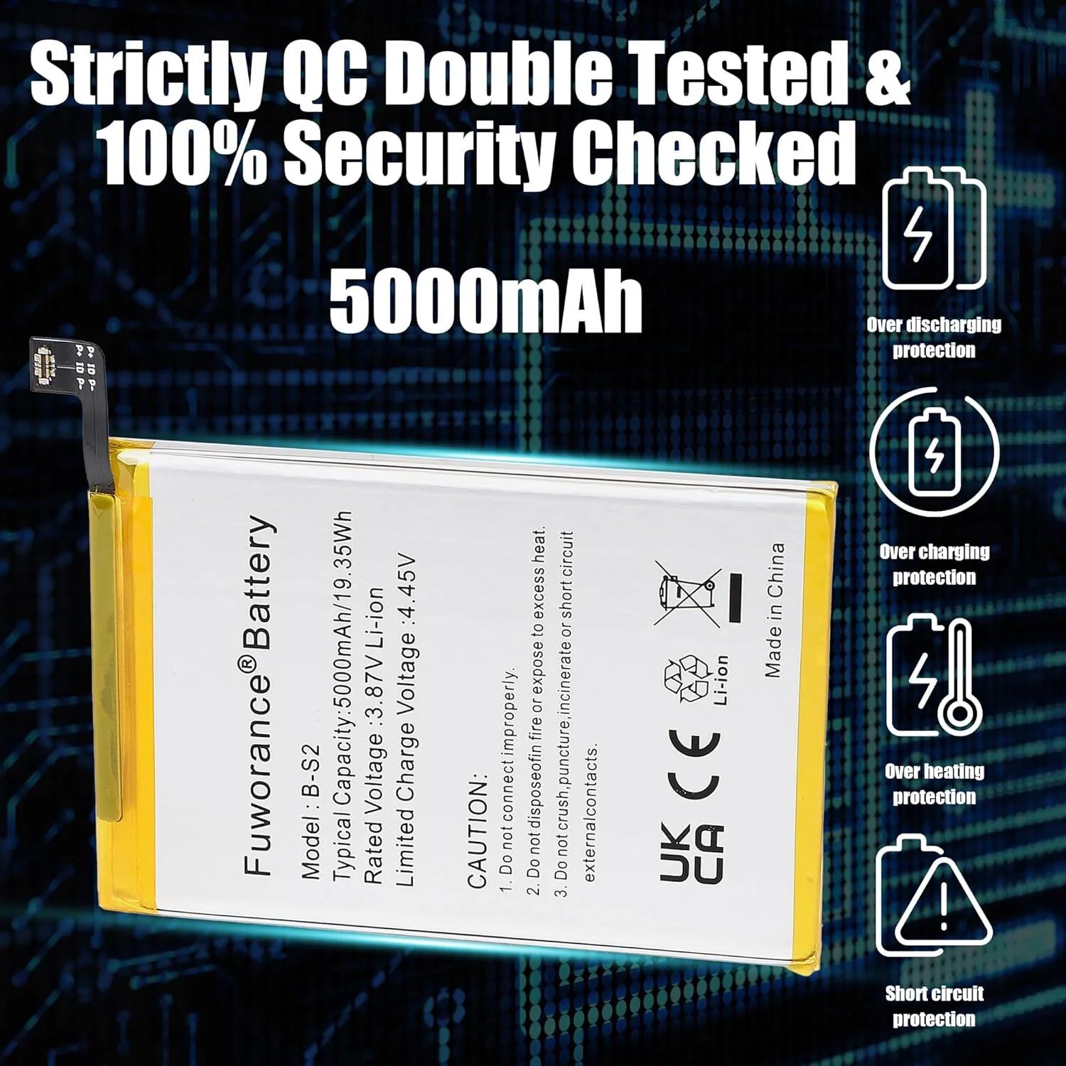 باتری جایگزین Fuworance 5000mAh 3.87V B-S2 سازگار با گوشی موبایل هوشمند Vivo Y33S V2109 به همراه کیت ابزار باتری جایگزین Fuworance 5000mAh 3.87V B-S2 سازگار با گوشی موبایل هوشمند Vivo Y33S V2109 به همراه کیت ابزار