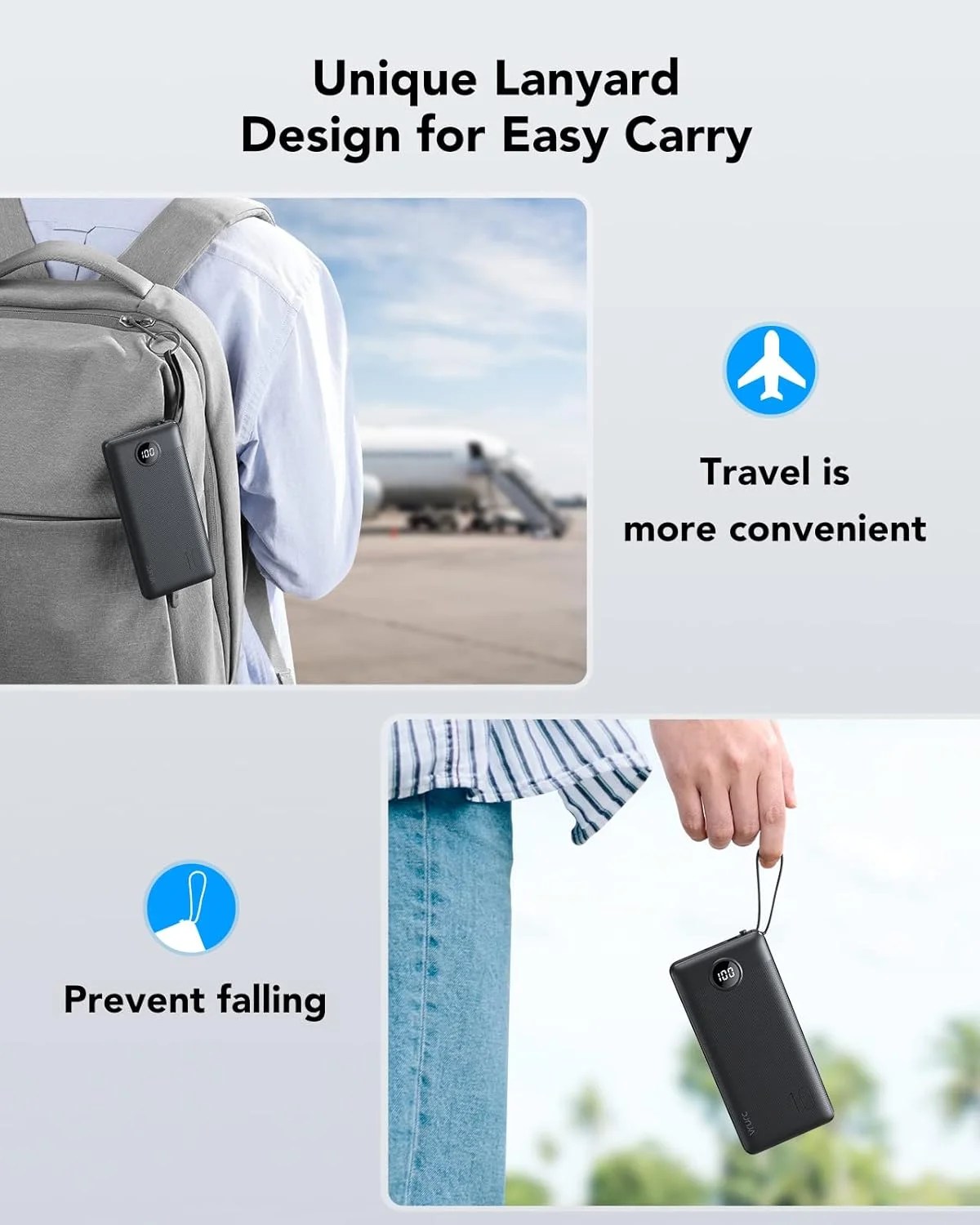 پاور بانک 10000 میلی آمپر ساعتی VRURC با کابل های داخلی، شارژر قابل حمل باریک USB C با 5 خروجی و 2 ورودی و نمایشگر LED، سازگار با تلفن های همراه آیفون و سامسونگ پاور بانک 10000 میلی آمپر ساعتی VRURC با کابل های داخلی، شارژر قابل حمل باریک USB C با 5 خروجی و 2 ورودی و نمایشگر LED، سازگار با تلفن های همراه آیفون و سامسونگ