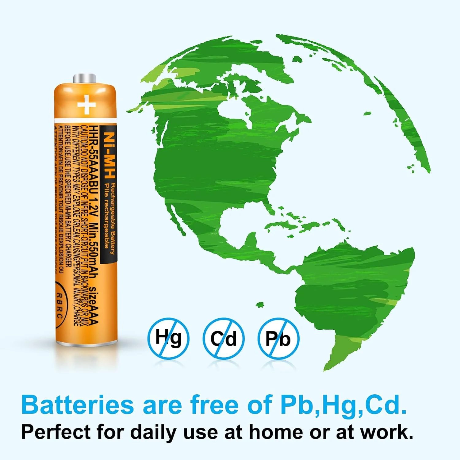 بسته چهارتایی باتری قابل شارژ AAA با ظرفیت 550mAh و ولتاژ 1.2V مدل HHR-55AAABU NI-MH، باتری جایگزین پاناسونیک برای تلفن های بی سیم BT گیگاست، مناسب برای استفاده روزمره در خانه و محل کار بسته چهارتایی باتری قابل شارژ AAA با ظرفیت 550mAh و ولتاژ 1.2V مدل HHR-55AAABU NI-MH، باتری جایگزین پاناسونیک برای تلفن های بی سیم BT گیگاست، مناسب برای استفاده روزمره در خانه و محل کار