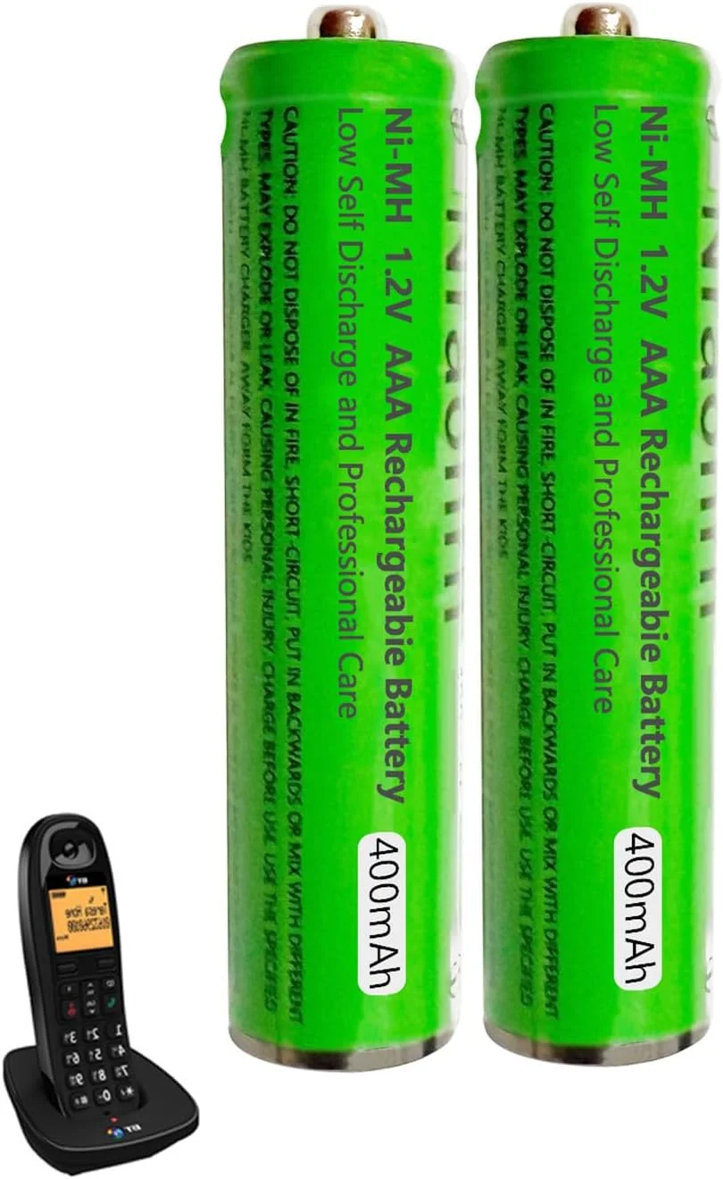 باتری نیم-اچ AAA برای تلفنهای بیسیم پاناسونیک 1.2 ولت 400 میلیآمپر ساعت، باتری AAA قابل شارژ برای گوشیهای گیگاست، بسته 2 عددی باتری نیم-اچ AAA برای تلفنهای بیسیم پاناسونیک 1.2 ولت 400 میلیآمپر ساعت، باتری AAA قابل شارژ برای گوشیهای گیگاست، بسته 2 عددی