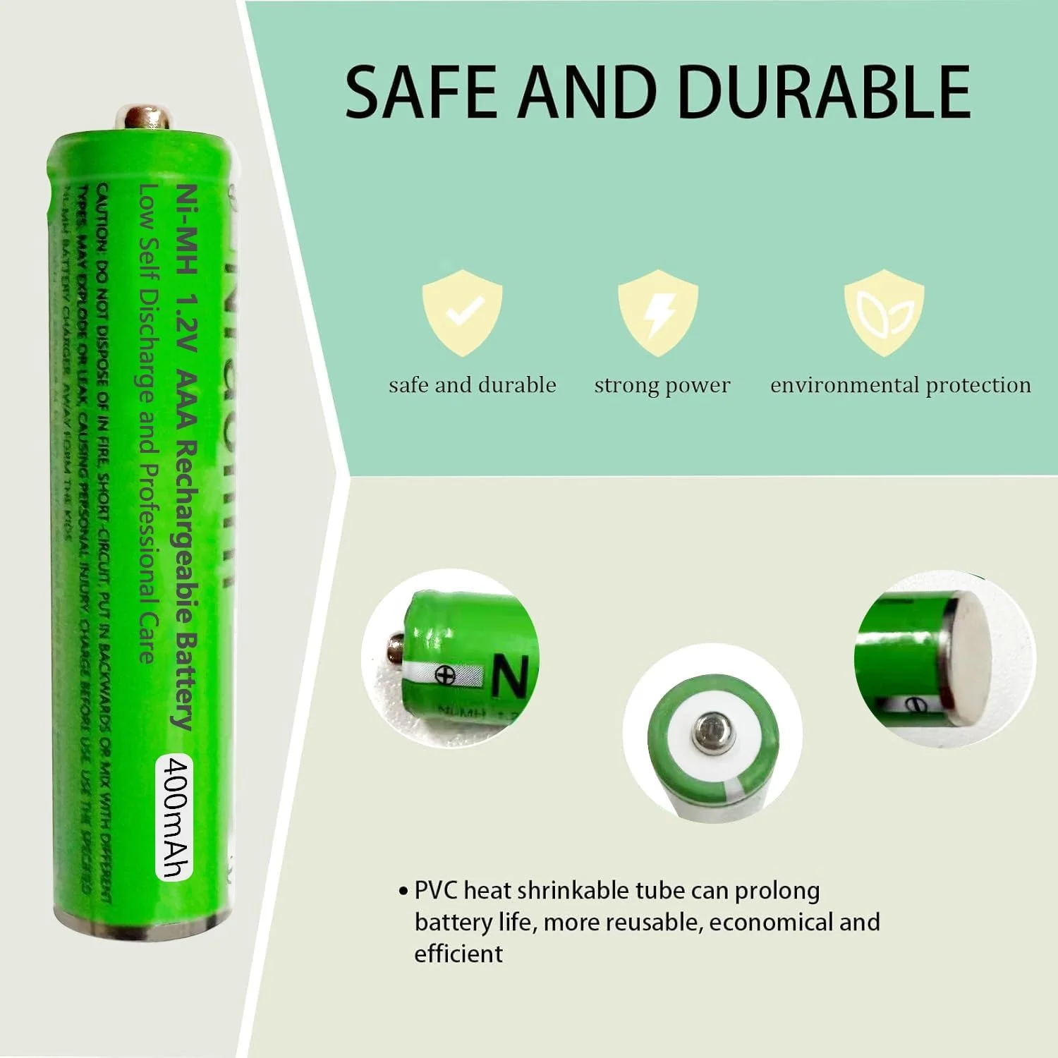 باتری نیم-اچ AAA برای تلفنهای بیسیم پاناسونیک 1.2 ولت 400 میلیآمپر ساعت، باتری AAA قابل شارژ برای گوشیهای گیگاست، بسته 2 عددی باتری نیم-اچ AAA برای تلفنهای بیسیم پاناسونیک 1.2 ولت 400 میلیآمپر ساعت، باتری AAA قابل شارژ برای گوشیهای گیگاست، بسته 2 عددی
