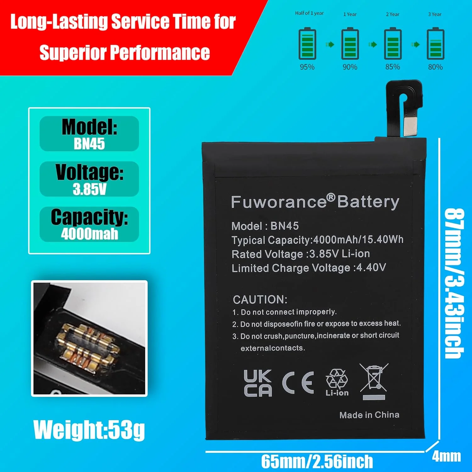 باتری جایگزین BN45 با ظرفیت 4000mAh و ولتاژ 3.85V سازگار با گوشی موبایل شیائومی Redmi Note 5 Pro MEI7S MEI7 به همراه کیف ابزار باتری جایگزین BN45 با ظرفیت 4000mAh و ولتاژ 3.85V سازگار با گوشی موبایل شیائومی Redmi Note 5 Pro MEI7S MEI7 به همراه کیف ابزار