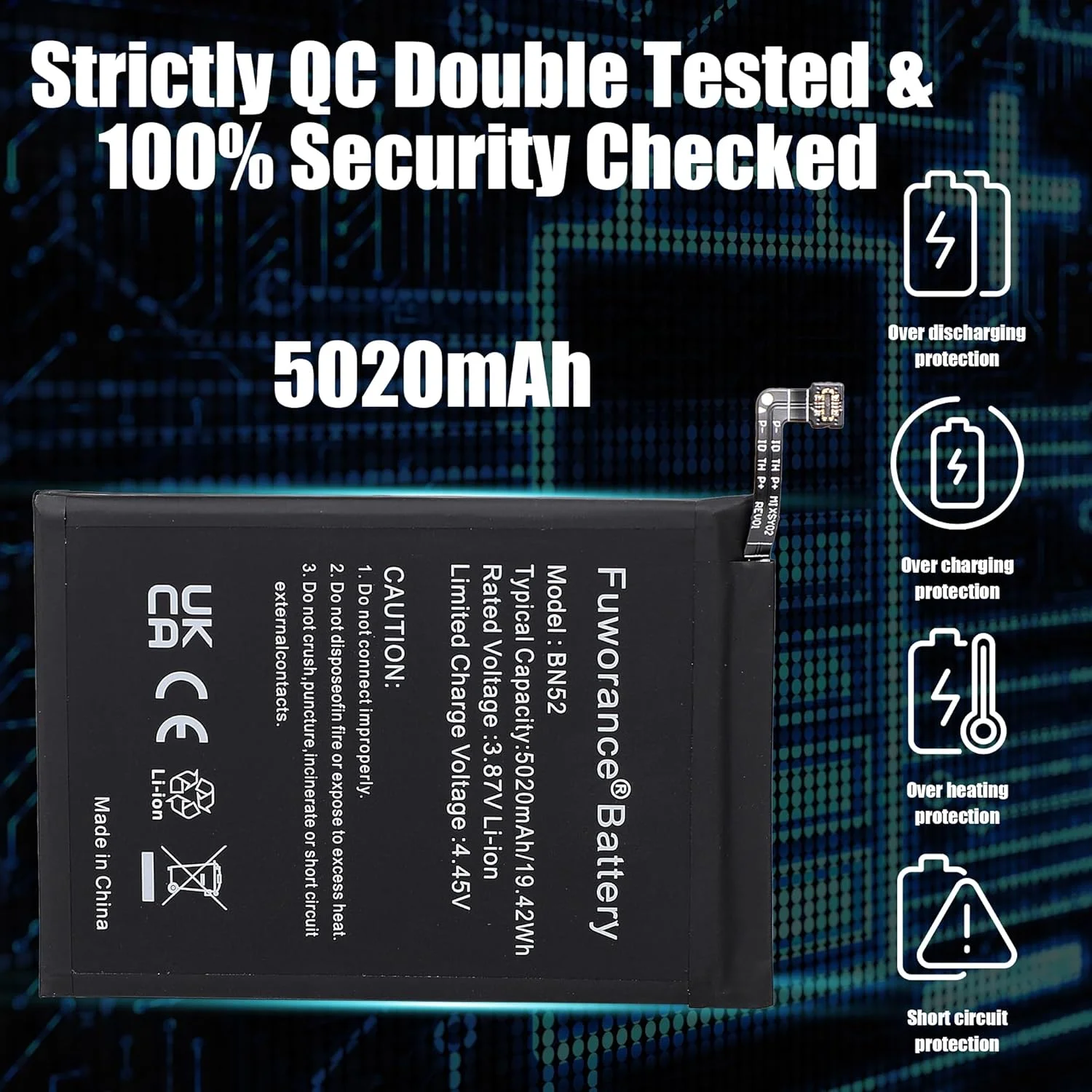 باتری جایگزین BN52 با ظرفیت 5020mAh و ولتاژ 3.87V سازگار با گوشی هوشمند شیائومی Redmi Note 9 Pro/10X/10X Pro مدل M2003J6B1I M2003J6B2G به همراه کیت ابزار باتری جایگزین BN52 با ظرفیت 5020mAh و ولتاژ 3.87V سازگار با گوشی هوشمند شیائومی Redmi Note 9 Pro/10X/10X Pro مدل M2003J6B1I M2003J6B2G به همراه کیت ابزار