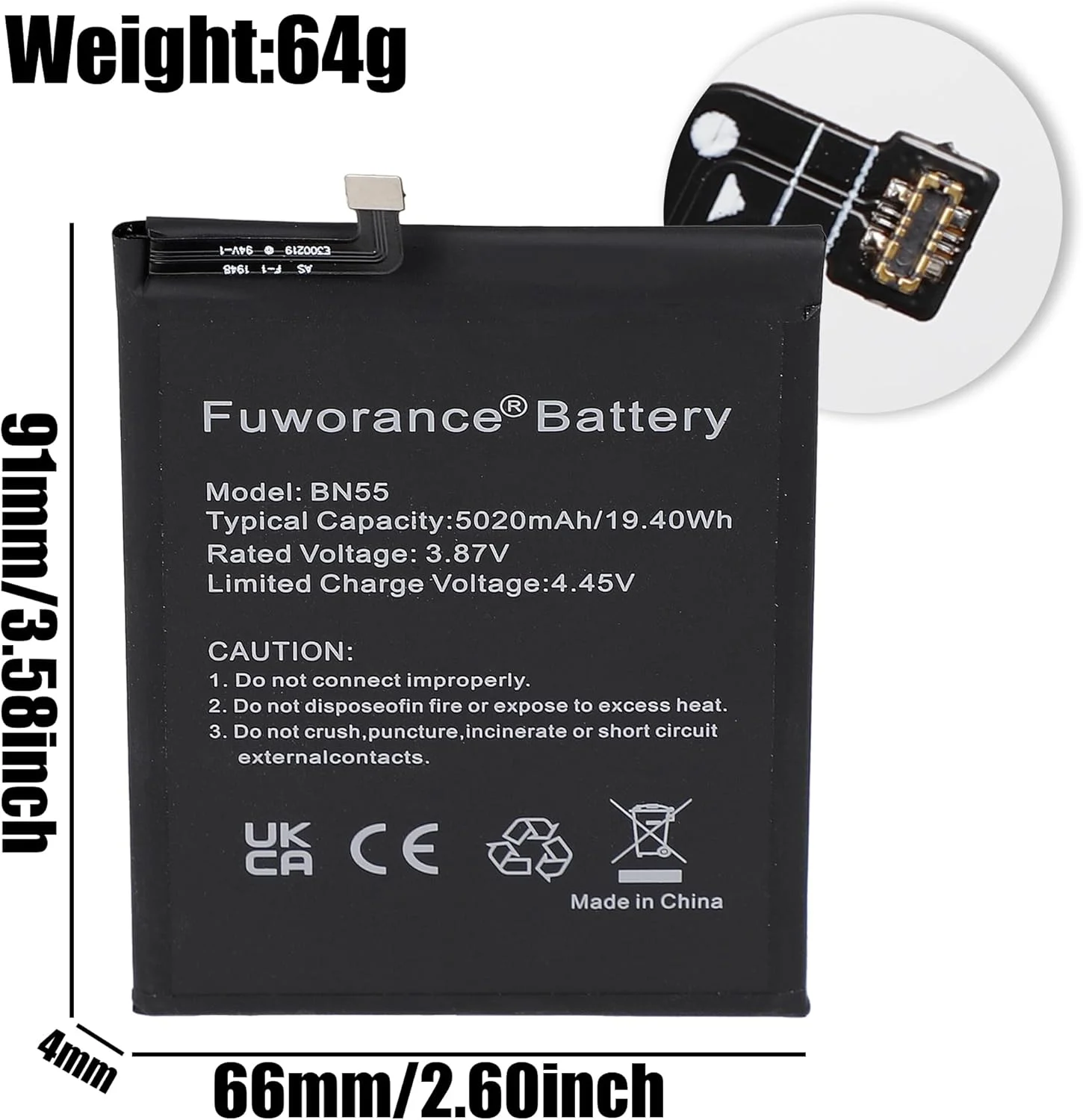 باتری جایگزین 5020mAh 3.87V BN55 سازگار با گوشی موبایل شیائومی Redmi Note 9S M2003J6A1G، باتری لیتیوم یونی قابل شارژ، ظرفیت بالا به همراه کیف ابزار باتری جایگزین 5020mAh 3.87V BN55 سازگار با گوشی موبایل شیائومی Redmi Note 9S M2003J6A1G، باتری لیتیوم یونی قابل شارژ، ظرفیت بالا به همراه کیف ابزار