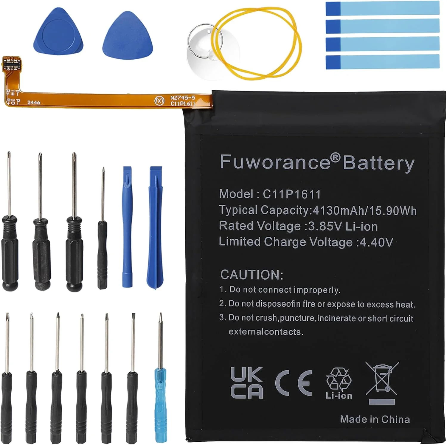 باتری جایگزین 4130 میلی آمپر ساعت 3.85 ولت C11P1611 سازگار با گوشی موبایل هوشمند ایسوس Zenfone 3 Max 5.5 ZC520TL ZC553KL به همراه جعبه ابزار باتری جایگزین 4130 میلی آمپر ساعت 3.85 ولت C11P1611 سازگار با گوشی موبایل هوشمند ایسوس Zenfone 3 Max 5.5 ZC520TL ZC553KL به همراه جعبه ابزار