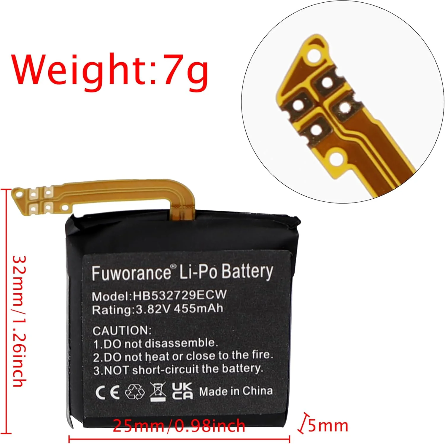 باتری جایگزین Fuworance 455mAh 3.82V HB532729ECW سازگار با Huawei GT2 46mm، GT2 Pro، Magic Watch 2 46mm، باتری Li-Po تلفن MNS-B19 به همراه ابزار تعمیر باتری جایگزین Fuworance 455mAh 3.82V HB532729ECW سازگار با Huawei GT2 46mm، GT2 Pro، Magic Watch 2 46mm، باتری Li-Po تلفن MNS-B19 به همراه ابزار تعمیر