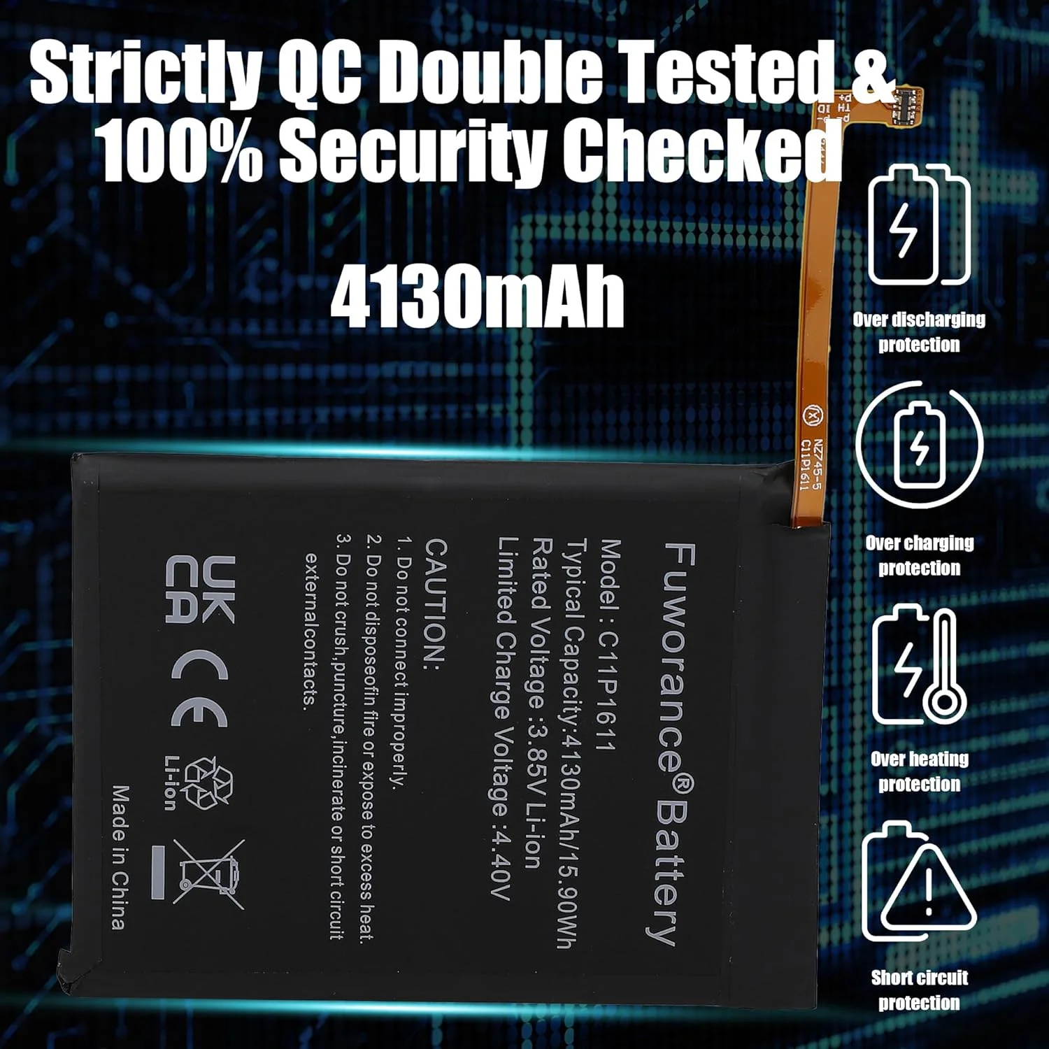 باتری جایگزین 4130 میلی آمپر ساعت 3.85 ولت C11P1611 سازگار با گوشی موبایل هوشمند ایسوس Zenfone 3 Max 5.5 ZC520TL ZC553KL به همراه جعبه ابزار