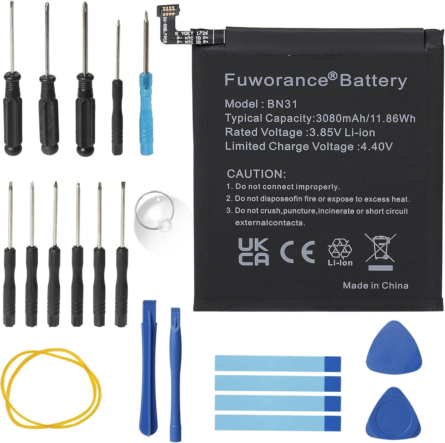 باتری جایگزین BN31 با ظرفیت 3080 میلی آمپر ساعت و ولتاژ 3.85 ولت سازگار با گوشی های موبایل شیائومی Redmi Note 5A/MI 5X MI A1/S2 MDG2, MDI2 MDI6S M1803E6G, M1803E6H, M1803E6I به همراه ابزار باتری جایگزین BN31 با ظرفیت 3080 میلی آمپر ساعت و ولتاژ 3.85 ولت سازگار با گوشی های موبایل شیائومی Redmi Note 5A/MI 5X MI A1/S2 MDG2, MDI2 MDI6S M1803E6G, M1803E6H, M1803E6I به همراه ابزار