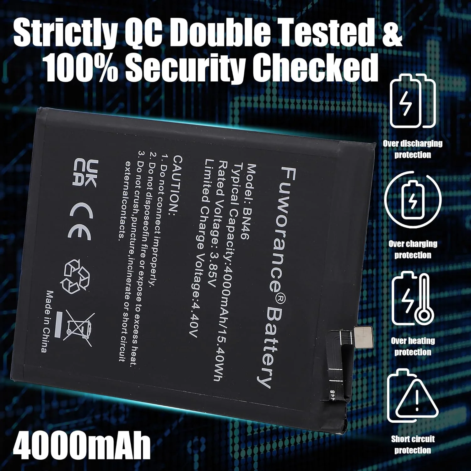 باتری جایگزین BN46 با ظرفیت 4000mAh و ولتاژ 3.85V سازگار با گوشی های موبایل شیائومی ردمی نوت 8T/نوت 8/ردمی 8A/ردمی 7/ردمی نوت 6 به همراه کیف ابزار باتری جایگزین BN46 با ظرفیت 4000mAh و ولتاژ 3.85V سازگار با گوشی های موبایل شیائومی ردمی نوت 8T/نوت 8/ردمی 8A/ردمی 7/ردمی نوت 6 به همراه کیف ابزار