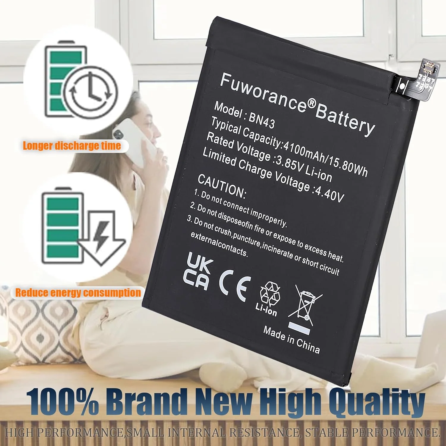 باتری جایگزین BN43 با ظرفیت 4100mAh و ولتاژ 3.85V سازگار با گوشی هوشمند شیائومی Redmi Note 4X 2016100 به همراه کیت ابزار باتری جایگزین BN43 با ظرفیت 4100mAh و ولتاژ 3.85V سازگار با گوشی هوشمند شیائومی Redmi Note 4X 2016100 به همراه کیت ابزار