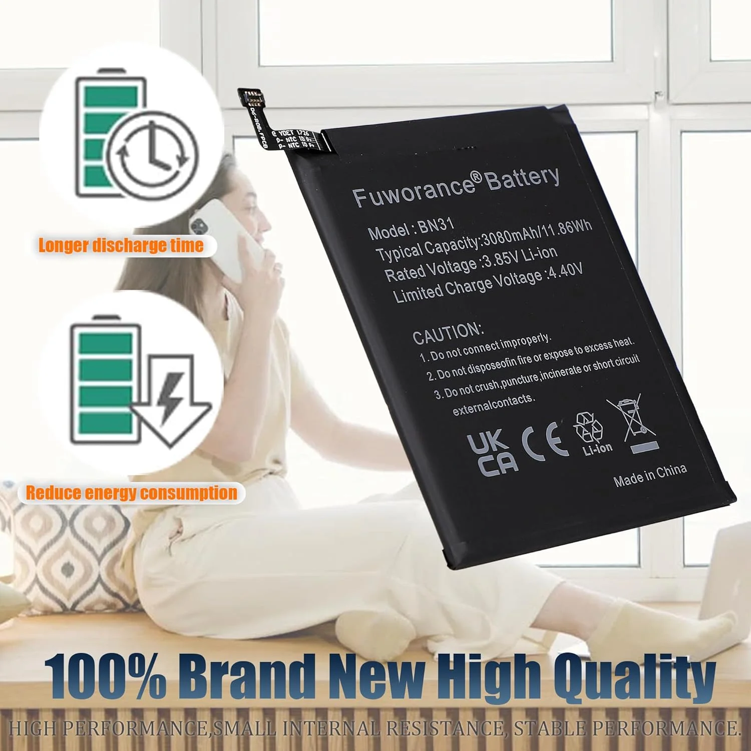 باتری جایگزین BN31 با ظرفیت 3080 میلی آمپر ساعت و ولتاژ 3.85 ولت سازگار با گوشی های موبایل شیائومی Redmi Note 5A/MI 5X MI A1/S2 MDG2, MDI2 MDI6S M1803E6G, M1803E6H, M1803E6I به همراه ابزار باتری جایگزین BN31 با ظرفیت 3080 میلی آمپر ساعت و ولتاژ 3.85 ولت سازگار با گوشی های موبایل شیائومی Redmi Note 5A/MI 5X MI A1/S2 MDG2, MDI2 MDI6S M1803E6G, M1803E6H, M1803E6I به همراه ابزار