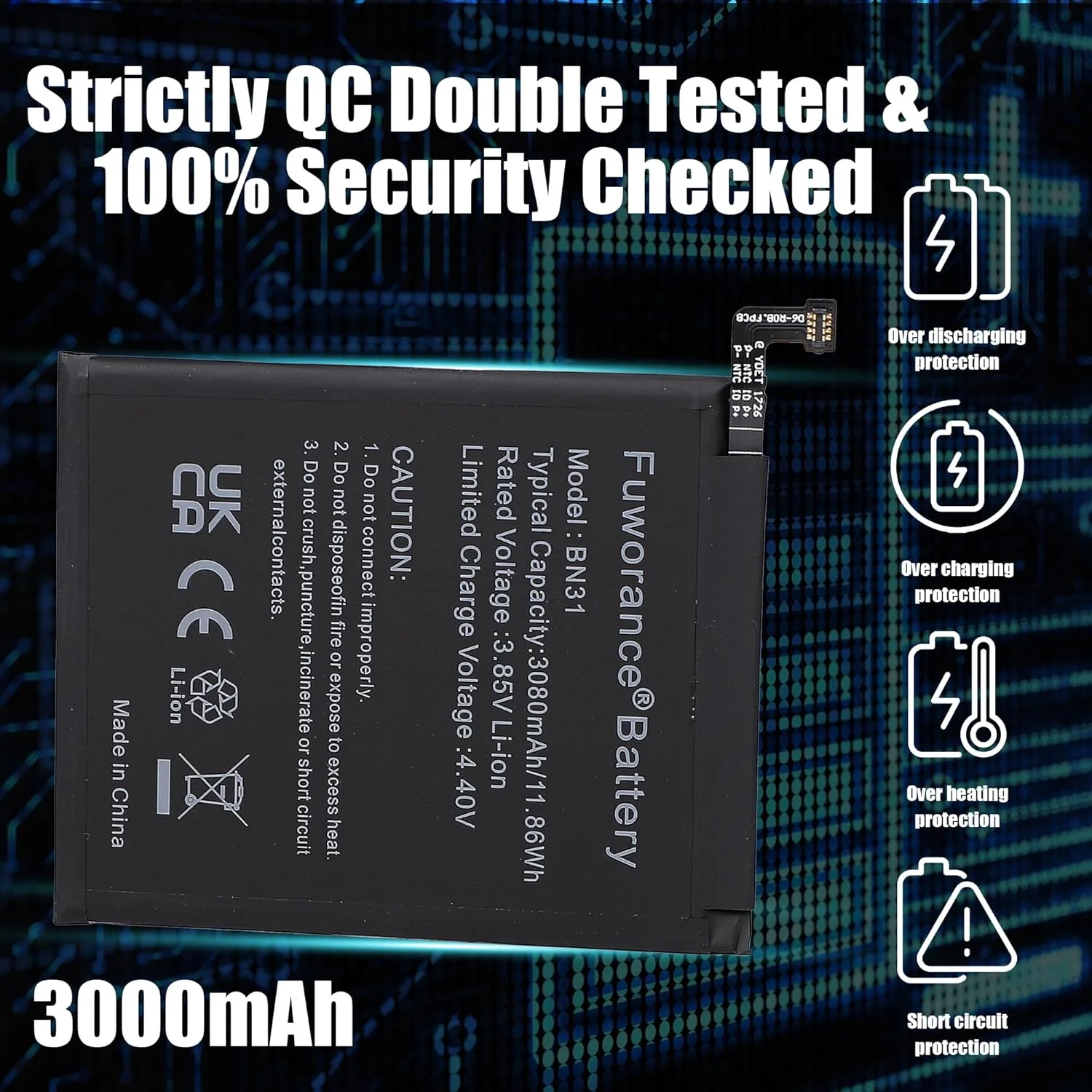 باتری جایگزین BN31 با ظرفیت 3080 میلی آمپر ساعت و ولتاژ 3.85 ولت سازگار با گوشی های موبایل شیائومی Redmi Note 5A/MI 5X MI A1/S2 MDG2, MDI2 MDI6S M1803E6G, M1803E6H, M1803E6I به همراه ابزار باتری جایگزین BN31 با ظرفیت 3080 میلی آمپر ساعت و ولتاژ 3.85 ولت سازگار با گوشی های موبایل شیائومی Redmi Note 5A/MI 5X MI A1/S2 MDG2, MDI2 MDI6S M1803E6G, M1803E6H, M1803E6I به همراه ابزار