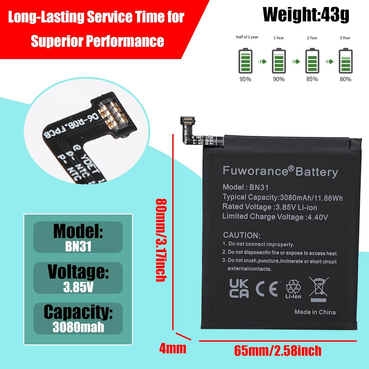 باتری جایگزین BN31 با ظرفیت 3080 میلی آمپر ساعت و ولتاژ 3.85 ولت سازگار با گوشی های موبایل شیائومی Redmi Note 5A/MI 5X MI A1/S2 MDG2, MDI2 MDI6S M1803E6G, M1803E6H, M1803E6I به همراه ابزار باتری جایگزین BN31 با ظرفیت 3080 میلی آمپر ساعت و ولتاژ 3.85 ولت سازگار با گوشی های موبایل شیائومی Redmi Note 5A/MI 5X MI A1/S2 MDG2, MDI2 MDI6S M1803E6G, M1803E6H, M1803E6I به همراه ابزار