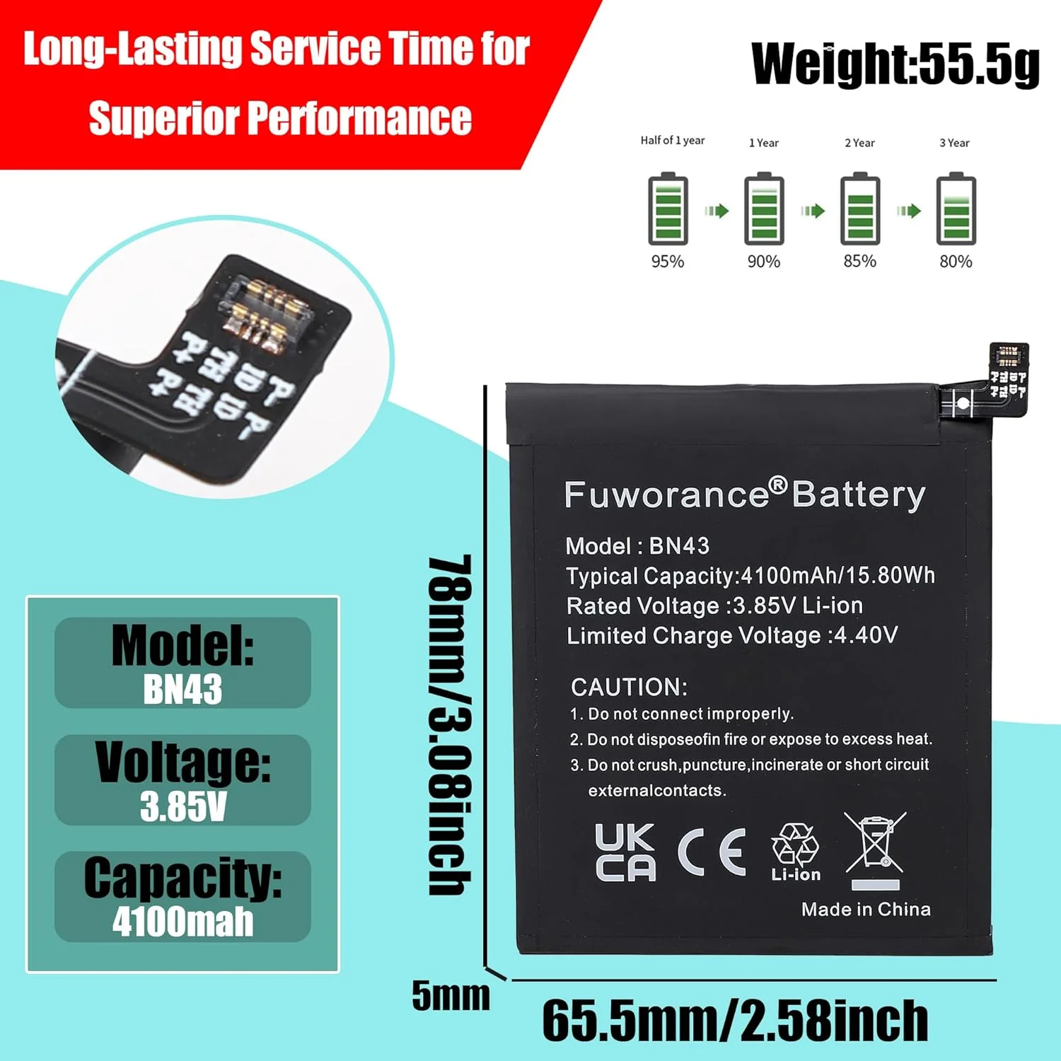 باتری جایگزین BN43 با ظرفیت 4100mAh و ولتاژ 3.85V سازگار با گوشی هوشمند شیائومی Redmi Note 4X 2016100 به همراه کیت ابزار باتری جایگزین BN43 با ظرفیت 4100mAh و ولتاژ 3.85V سازگار با گوشی هوشمند شیائومی Redmi Note 4X 2016100 به همراه کیت ابزار