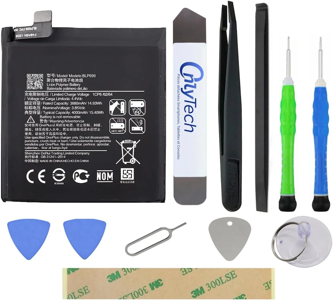 OnlyTech - کیت تعمیر باتری جایگزین درجه یک BLP699 برای OnePlus 7 Pro - 4000mAh - کیفیت مشابه با 10 ابزار و چسب OnlyTech - کیت تعمیر باتری جایگزین درجه یک BLP699 برای OnePlus 7 Pro - 4000mAh - کیفیت مشابه با 10 ابزار و چسب
