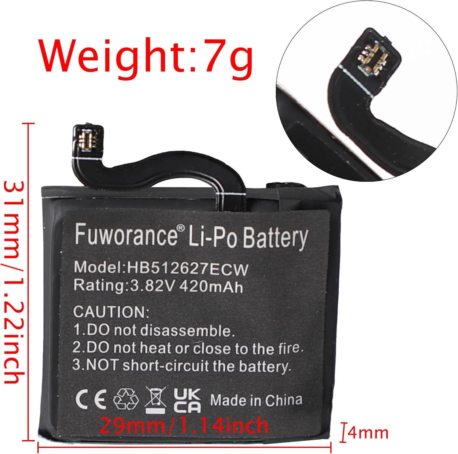 باتری جایگزین فوورنس 420mAh 3.82V HB512627ECW سازگار با ساعت هوشمند Huawei Watch 2، Watch 2 Pro، Watch GT+ باتری جایگزین فوورنس 420mAh 3.82V HB512627ECW سازگار با ساعت هوشمند Huawei Watch 2، Watch 2 Pro، Watch GT+