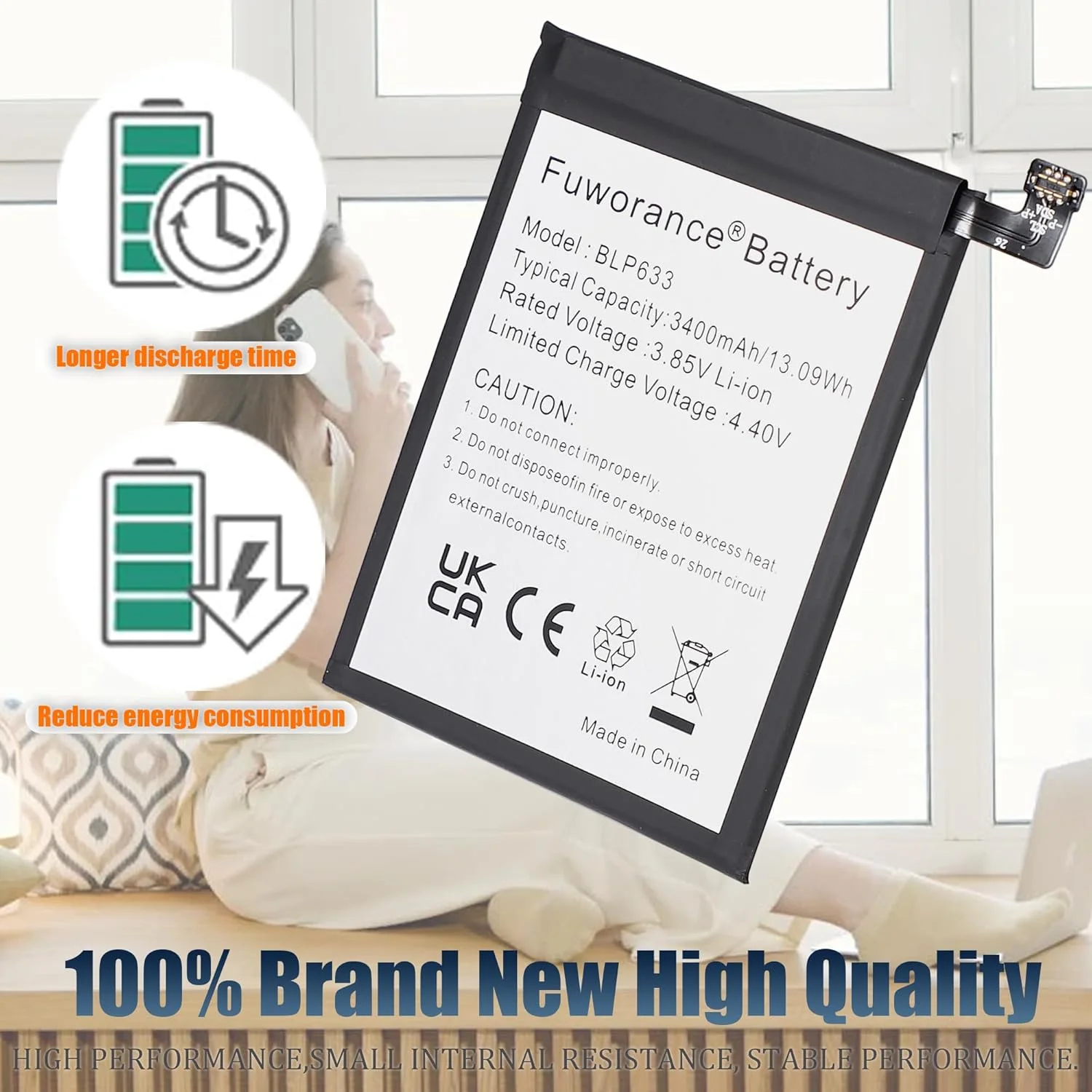 باتری جایگزین 3400 میلی آمپر ساعتی 3.85 ولتی BLP633 سازگار با گوشی موبایل اوپو OnePlus 1+ 3T A3010 A3003 به همراه جعبه ابزار باتری جایگزین 3400 میلی آمپر ساعتی 3.85 ولتی BLP633 سازگار با گوشی موبایل اوپو OnePlus 1+ 3T A3010 A3003 به همراه جعبه ابزار