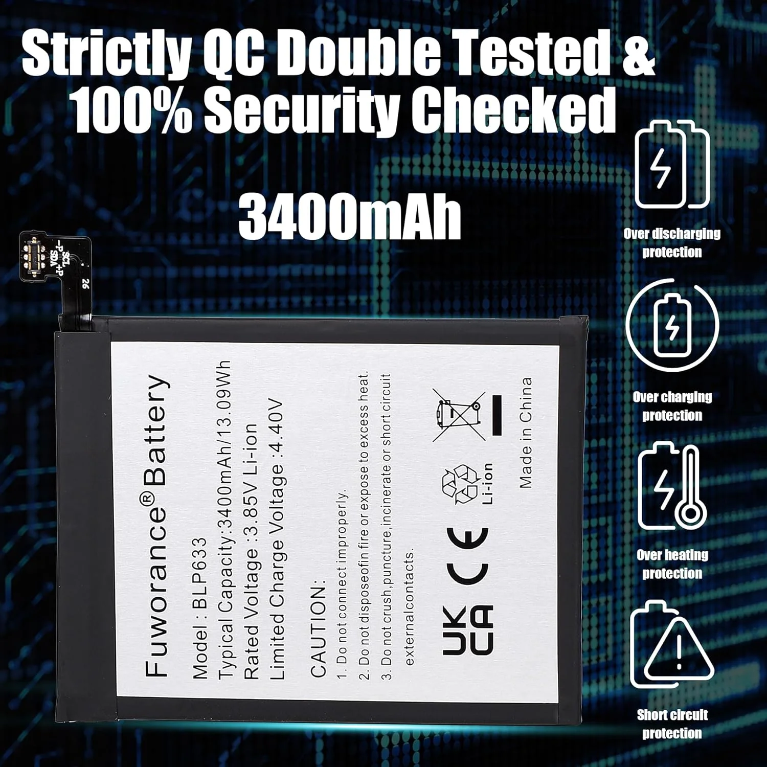 باتری جایگزین 3400 میلی آمپر ساعتی 3.85 ولتی BLP633 سازگار با گوشی موبایل اوپو OnePlus 1+ 3T A3010 A3003 به همراه جعبه ابزار باتری جایگزین 3400 میلی آمپر ساعتی 3.85 ولتی BLP633 سازگار با گوشی موبایل اوپو OnePlus 1+ 3T A3010 A3003 به همراه جعبه ابزار