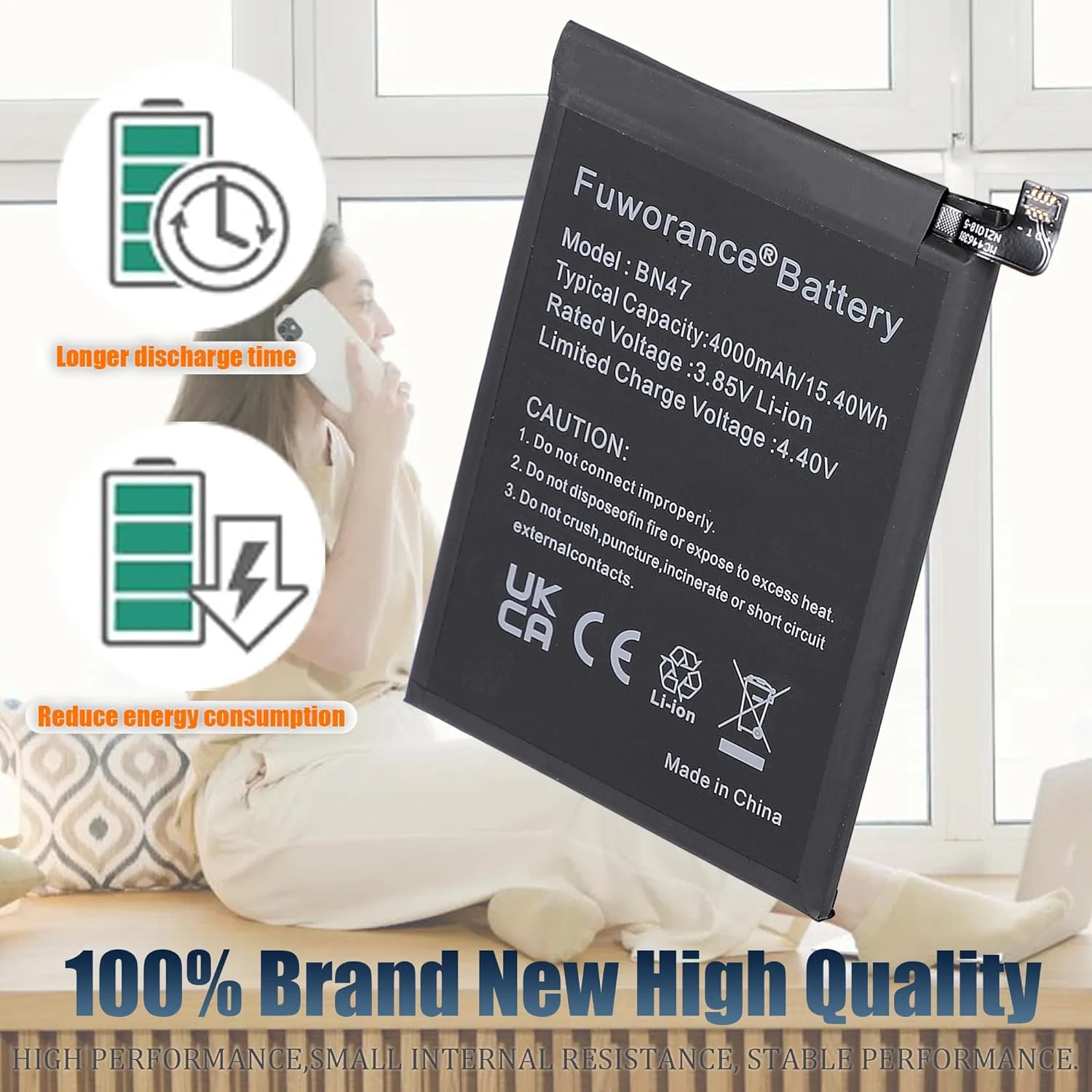 باتری جایگزین Fuworance BN47 با ظرفیت 4000mAh و ولتاژ 3.85V سازگار با گوشی موبایل شیائومی Mi A2 Lite M1805D1SG و شیائومی Redmi 6 Pro M1805D1SE M1805D1SC M1805D1ST لیتیوم یونی باتری جایگزین Fuworance BN47 با ظرفیت 4000mAh و ولتاژ 3.85V سازگار با گوشی موبایل شیائومی Mi A2 Lite M1805D1SG و شیائومی Redmi 6 Pro M1805D1SE M1805D1SC M1805D1ST لیتیوم یونی