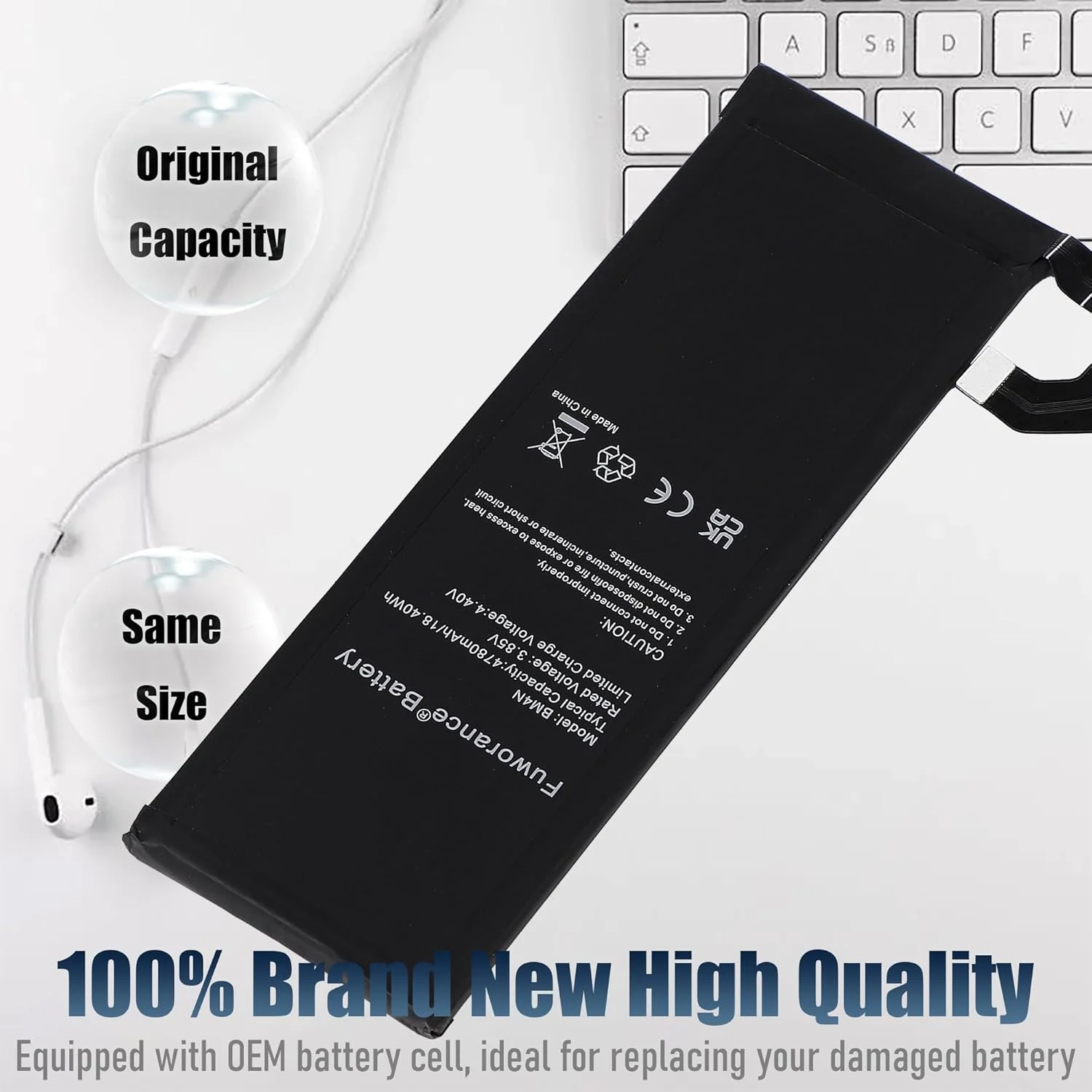 باتری جایگزین Fuworance BM4N با ظرفیت 4780mAh و ولتاژ 3.85V سازگار با گوشی موبایل شیائومی Mi 10 5G/Mi 10S M2102J2SC، باتری لیتیوم یونی قابل شارژ، ظرفیت بالا به همراه کیف ابزار