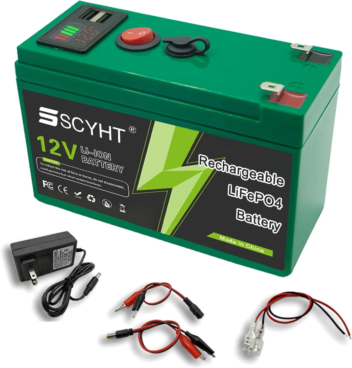 باتری لیتیومی SSCYHT 12 ولت 12 آمپر ساعت 6 آمپر ساعت 8 آمپر ساعت 15 آمپر ساعت 10 آمپر ساعت LiFePO4، باتری های جایگزین 12 ولت برای برق پشتیبان برای کیت موتور 50 وات - 180 وات با نمایشگر پورت USB و سوئیچ، 1 عدد باتری 12 ولت 15 آمپر ساعت باتری لیتیومی SSCYHT 12 ولت 12 آمپر ساعت 6 آمپر ساعت 8 آمپر ساعت 15 آمپر ساعت 10 آمپر ساعت LiFePO4، باتری های جایگزین 12 ولت برای برق پشتیبان برای کیت موتور 50 وات - 180 وات با نمایشگر پورت USB و سوئیچ، 1 عدد باتری 12 ولت 15 آمپر ساعت