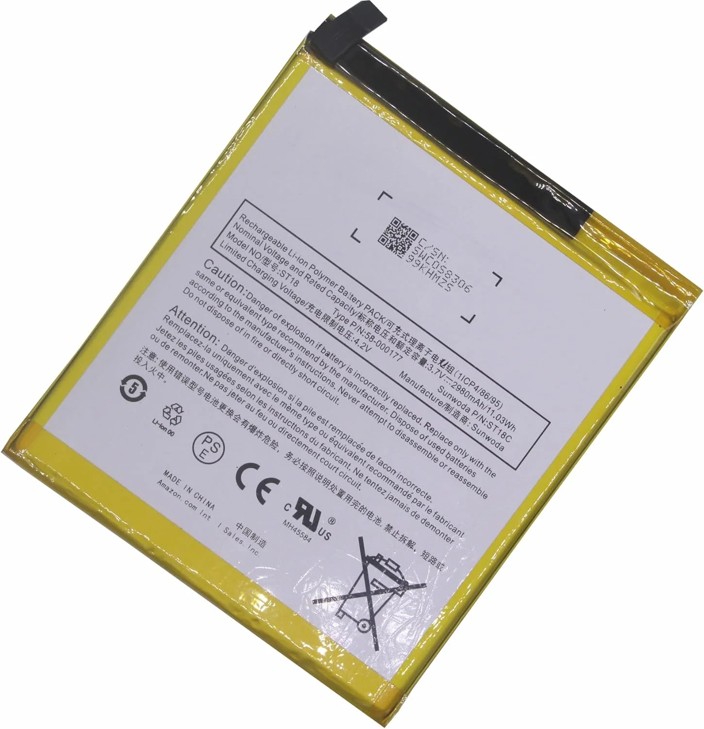 باتری جایگزین جدید 2980mAh ST18 58-000177 برای آمازون فایر 7 نسل هفتم SR043KL 2017 باتری جایگزین جدید 2980mAh ST18 58-000177 برای آمازون فایر 7 نسل هفتم SR043KL 2017