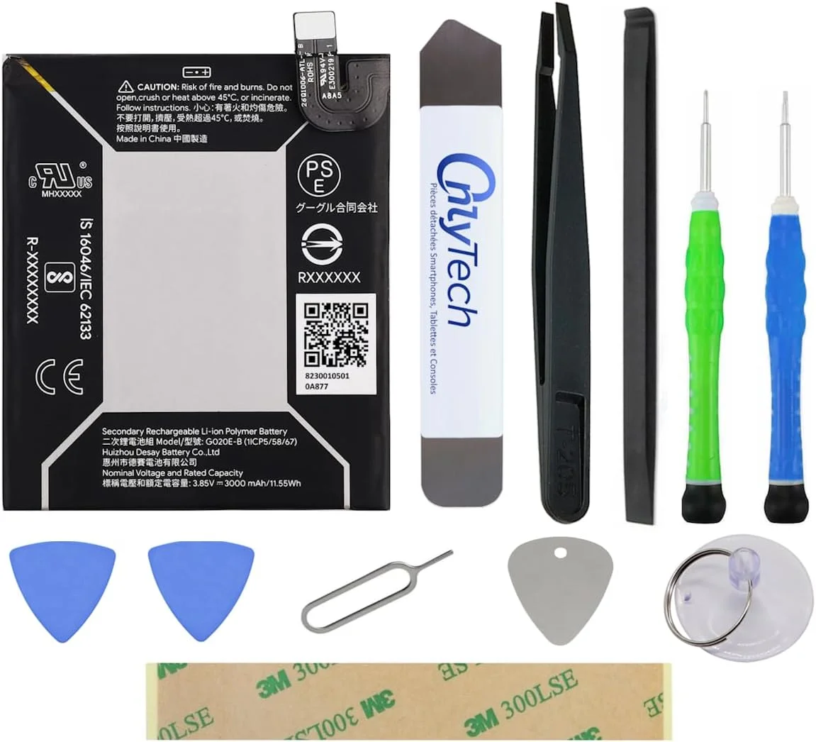 باتری جایگزین ممتاز مدل G020E-B برای گوگل پیکسل 3A - ظرفیت 3000 میلی آمپر ساعت به همراه 10 ابزار و چسب باتری جایگزین ممتاز مدل G020E-B برای گوگل پیکسل 3A - ظرفیت 3000 میلی آمپر ساعت به همراه 10 ابزار و چسب
