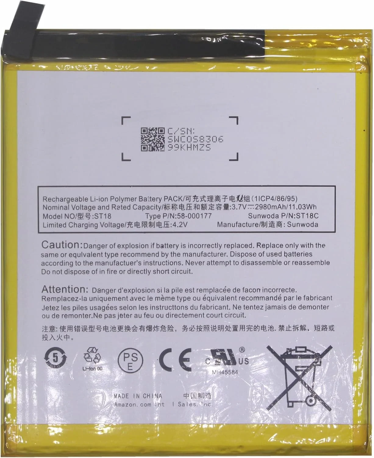 باتری جایگزین جدید 2980mAh ST18 58-000177 برای آمازون فایر 7 نسل هفتم SR043KL 2017 باتری جایگزین جدید 2980mAh ST18 58-000177 برای آمازون فایر 7 نسل هفتم SR043KL 2017