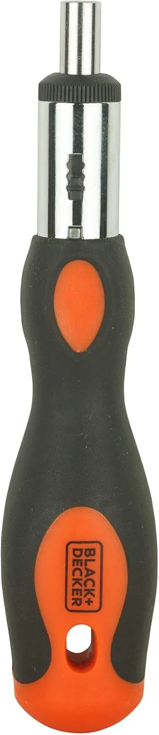 پیچ گوشتی جغجغه ای چند بیتی فولادی دو ماده ای 10 تکه بلک اند دکر با بیت، نارنجی/مشکی - BDHT68127