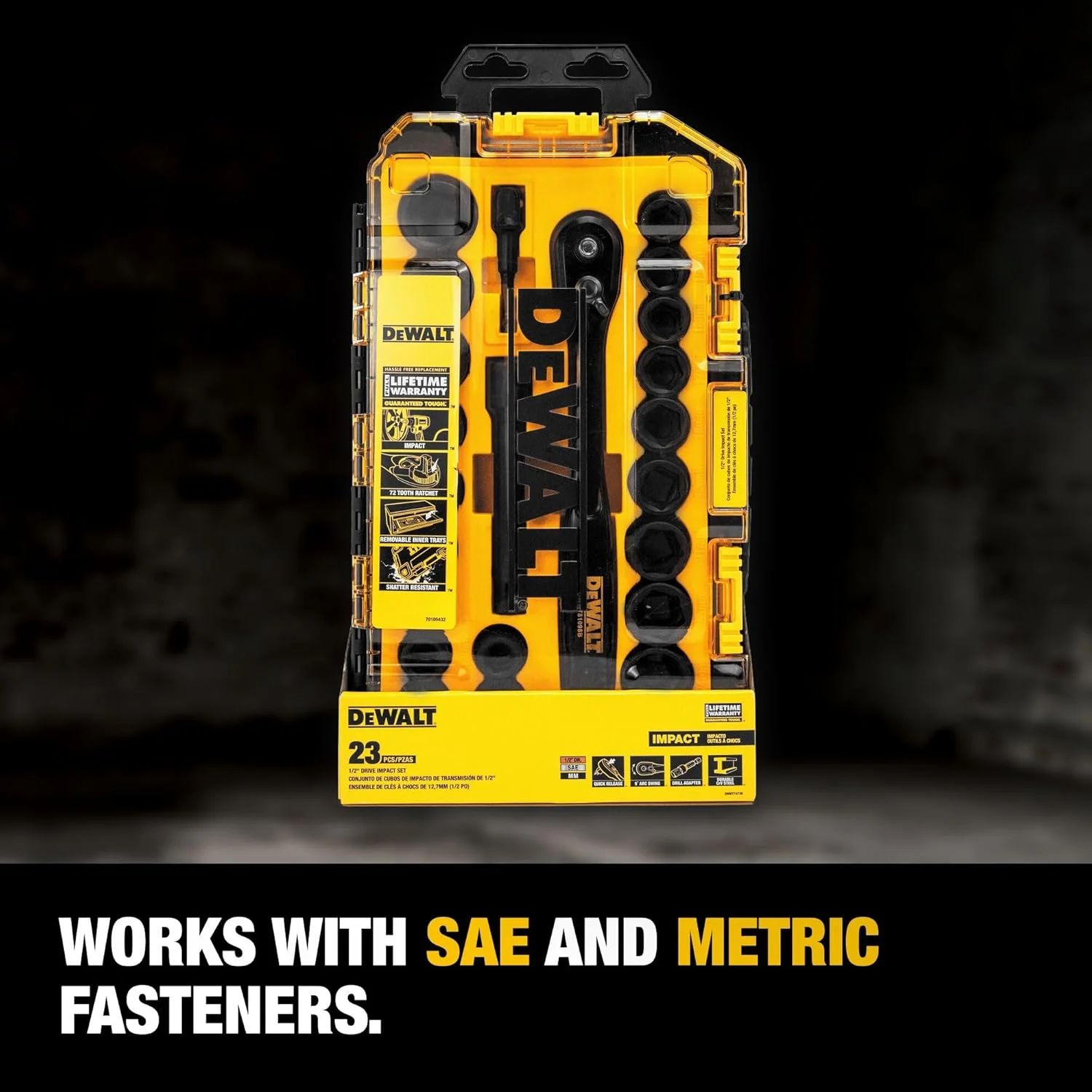 مجموعه آچار بکس ضربه ای دیوالت، 23 تکه، درایو 1/2 اینچ متریک/SAE (Dwmt74739) مجموعه آچار بکس ضربه ای دیوالت، 23 تکه، درایو 1/2 اینچ متریک/SAE (Dwmt74739)