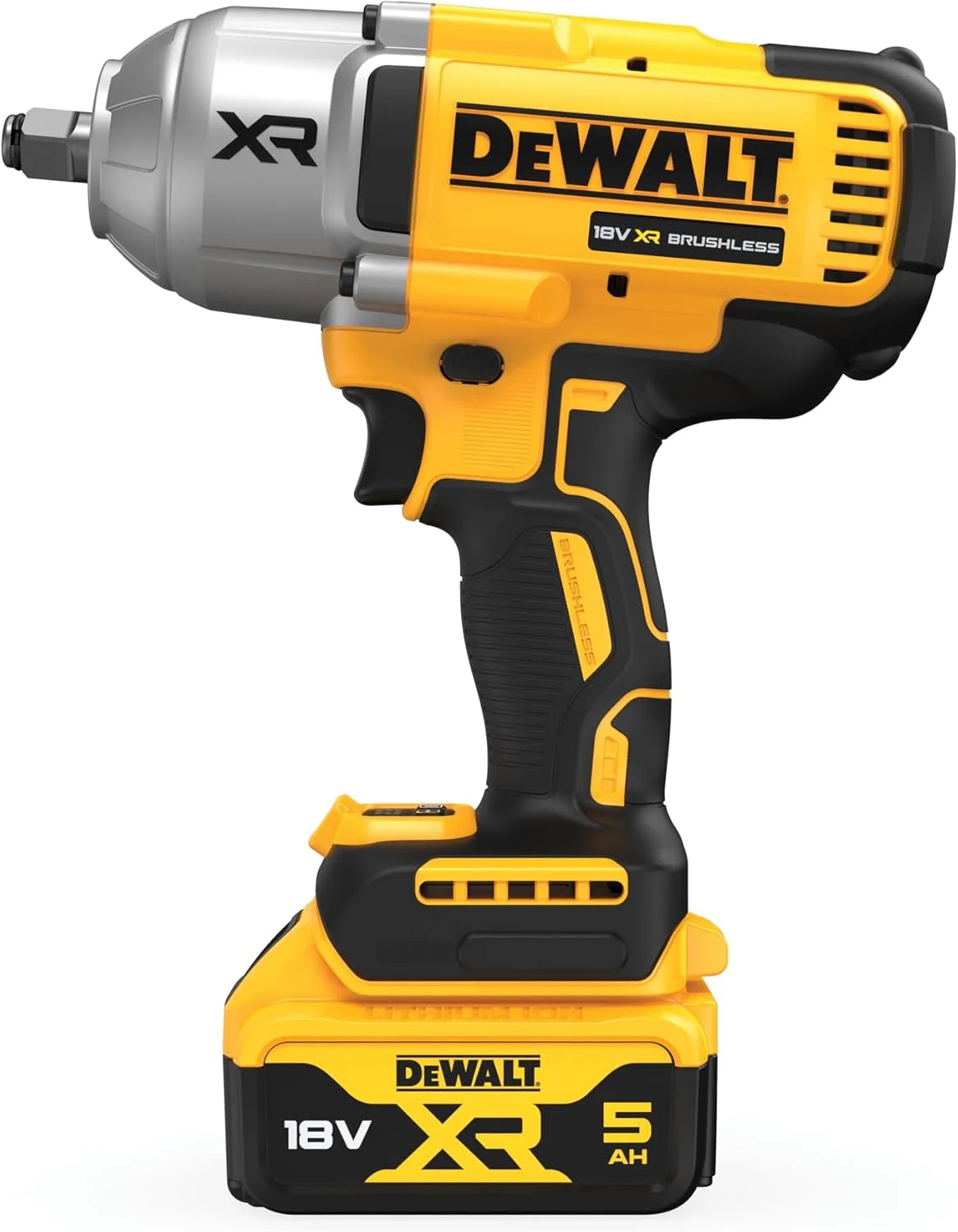 آچار بکس ضربه ای پر قدرت 1/2 اینچ 18 ولت XR براشلس Dewalt DCF900P2T-GB با حلقه خوکی 1396 نیوتن متر به همراه 2 عدد باتری 5 آمپر در جعبه TSTAK