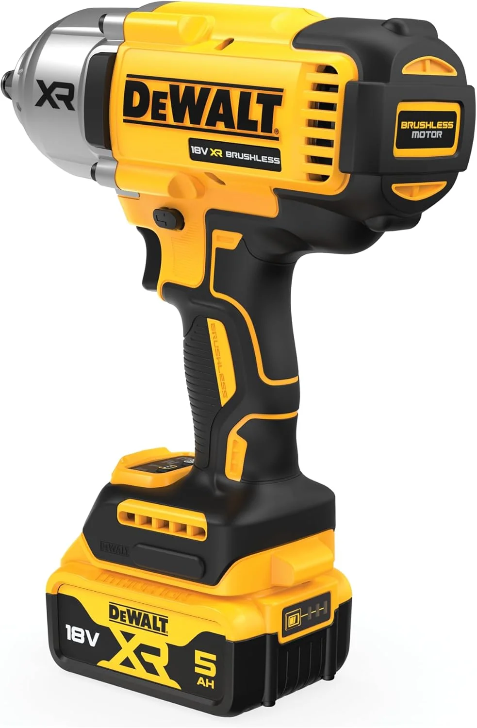 آچار بکس ضربه ای پر قدرت 1/2 اینچ 18 ولت XR براشلس Dewalt DCF900P2T-GB با حلقه خوکی 1396 نیوتن متر به همراه 2 عدد باتری 5 آمپر در جعبه TSTAK